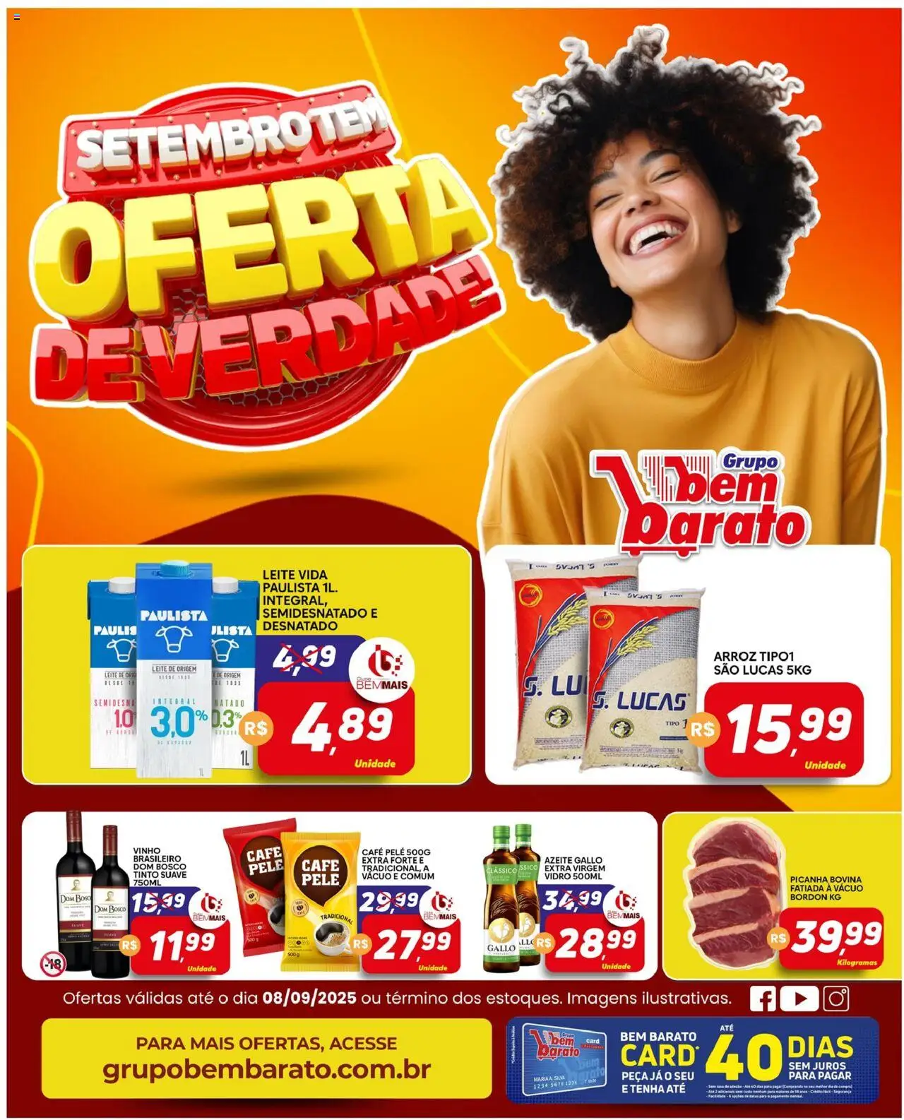 Supermercado Bem Barato folheto "Ofertas da semana" válido a partir de 02/09/2025 - número de página 1 - Café, Vinho, Picanha, Arroz, Leite, Azeite