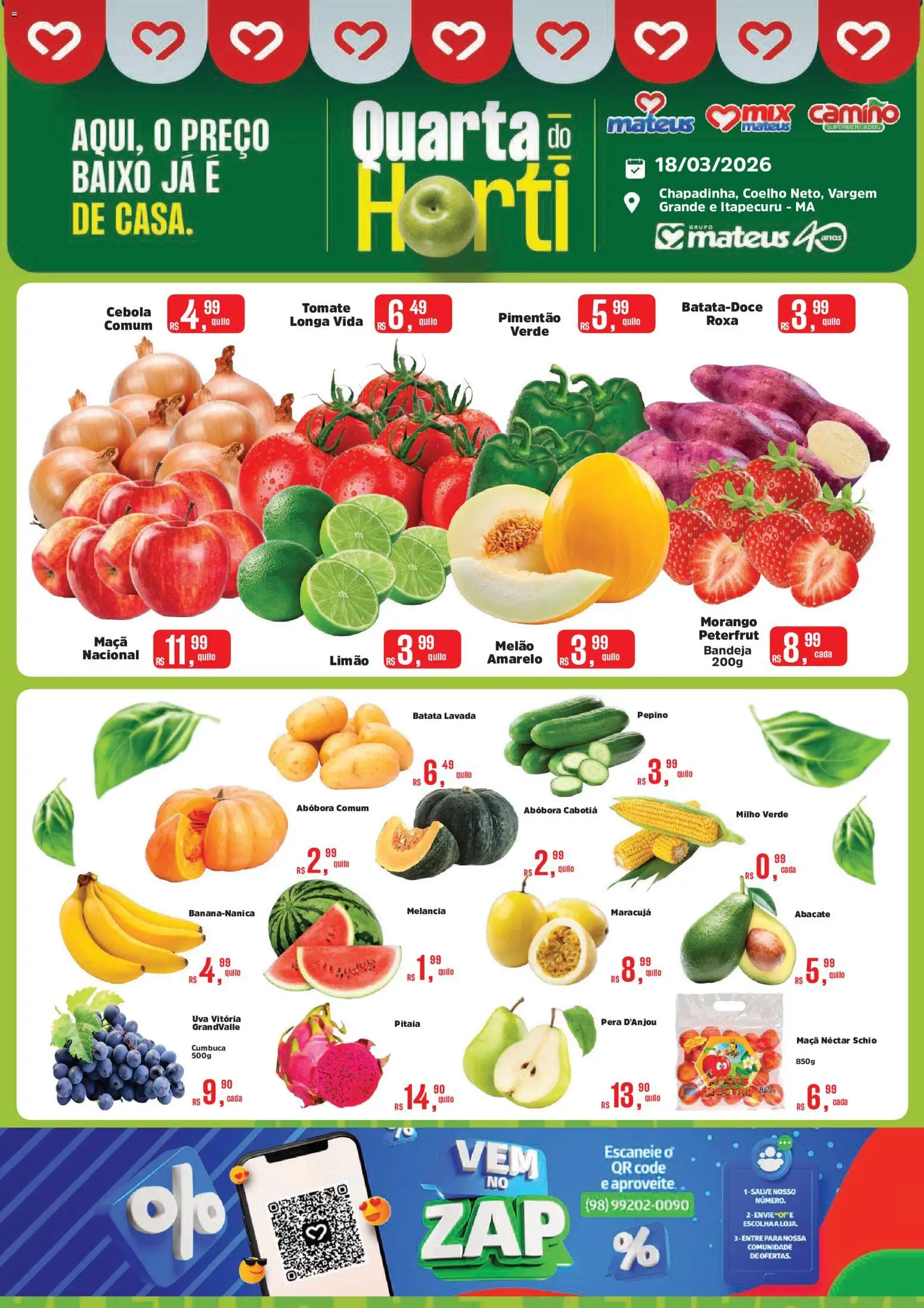 Pré-Visualização do folheto "Mateus ofertas Quarta do Hortifruti" da loja Mateus válido a partir de 18/03/2026