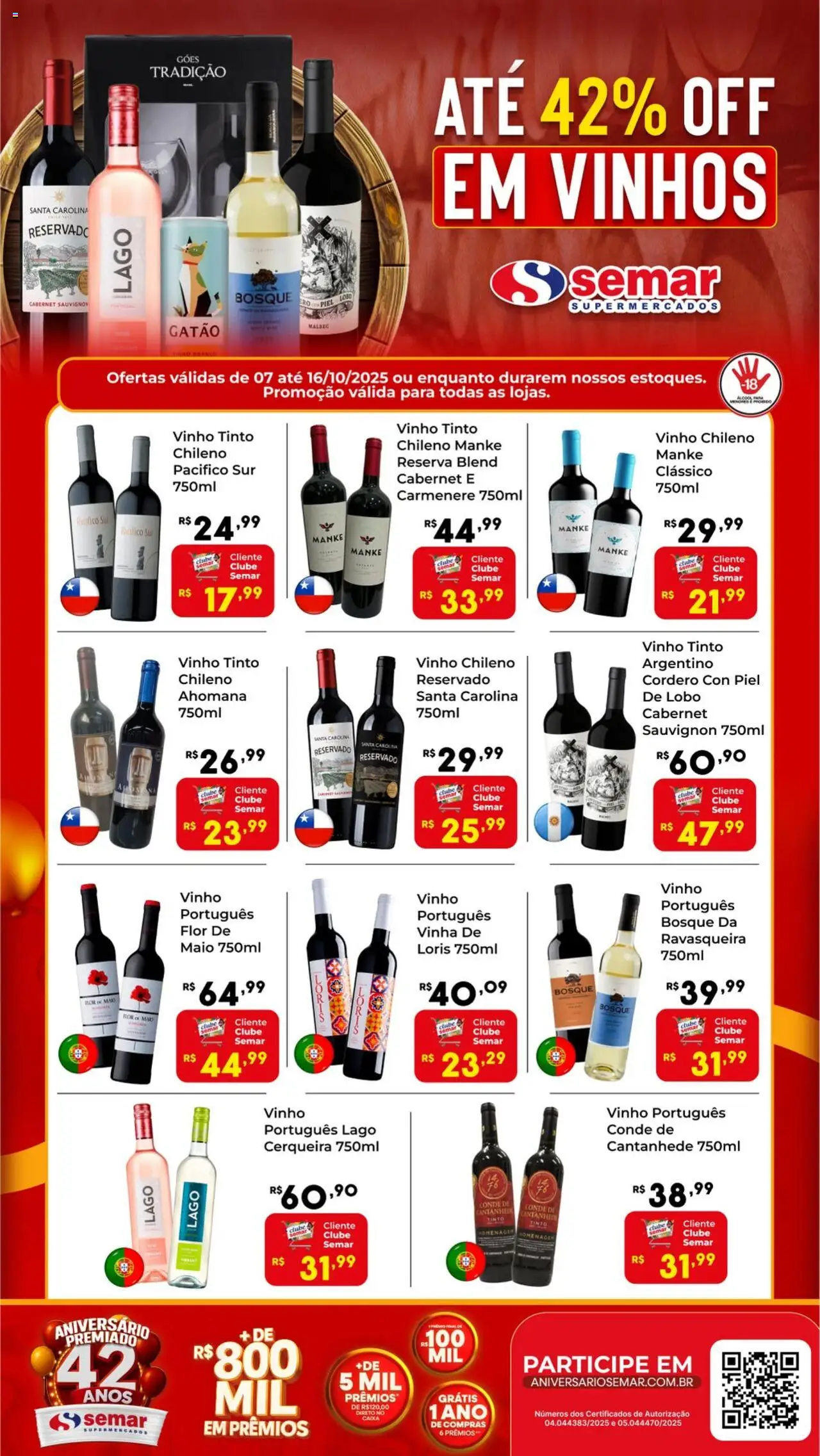 Semar Supermercado folheto "Ofertas Vinhos" válido a partir de 07/10/2025 - número de página 1
