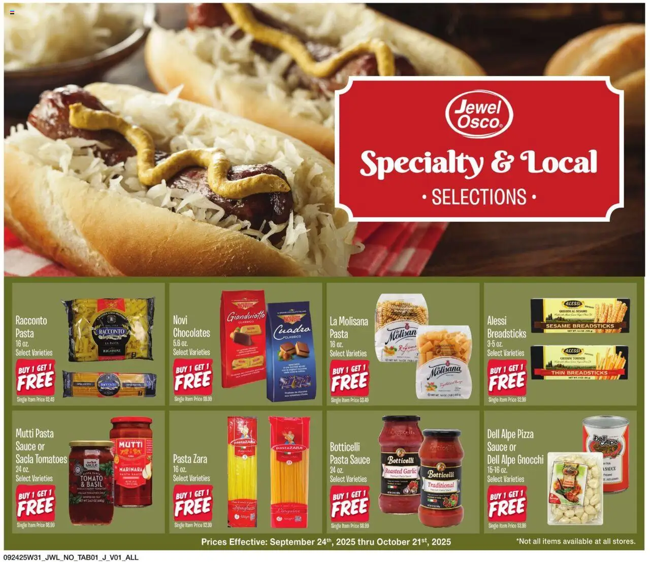 Jewel Osco Organics Guide from 09/24/2025 - Flyer - Page number 1 - Pizza, Pasta, Spaghetti, Gnocchi, Tomatoes, Garlic, Sauce, Sesame