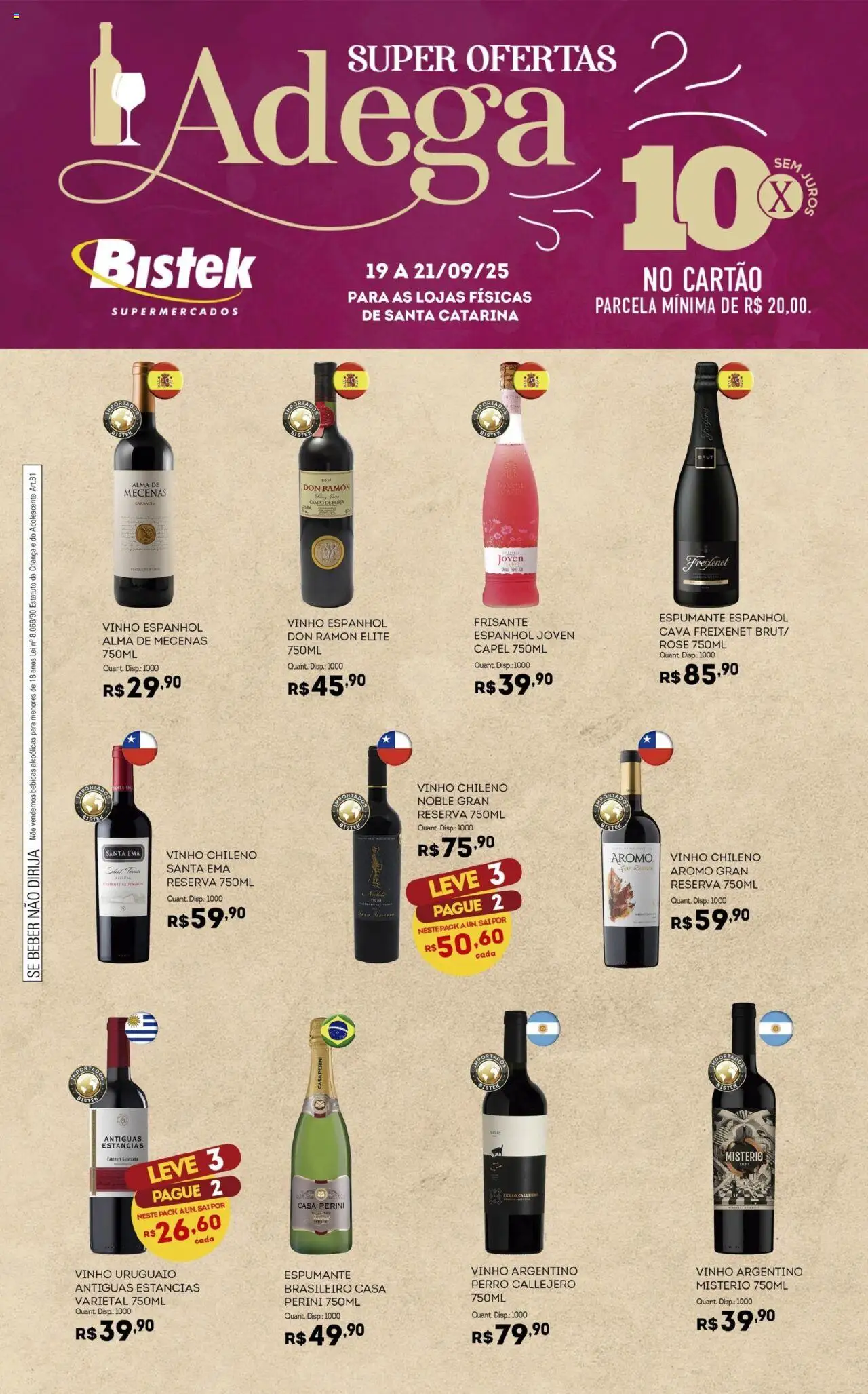 Bistek Supermercados folheto "Ofertas Adega" válido a partir de 19/09/2025 - número de página 1