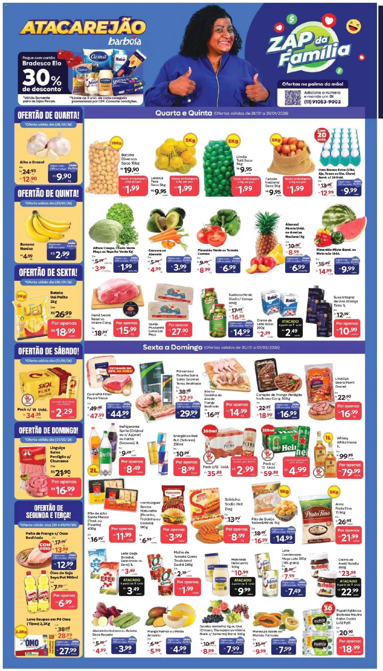Pré-Visualização do folheto "Ofertas Atacarejão" da loja Barbosa Supermercados válido a partir de 28/01/2026