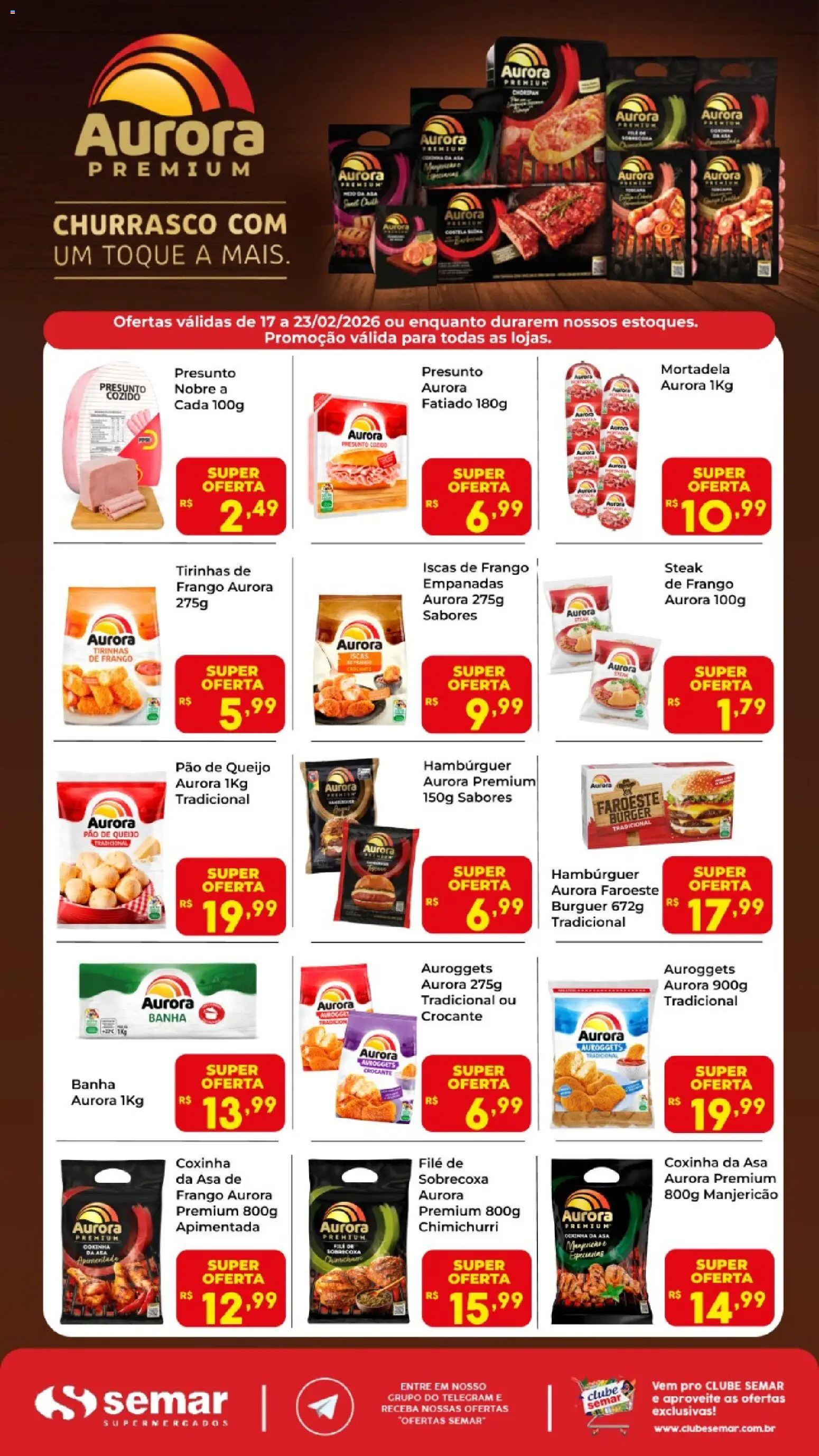 Pré-Visualização do folheto "Ofertas Aurora " da loja Semar Supermercado válido a partir de 17/02/2026