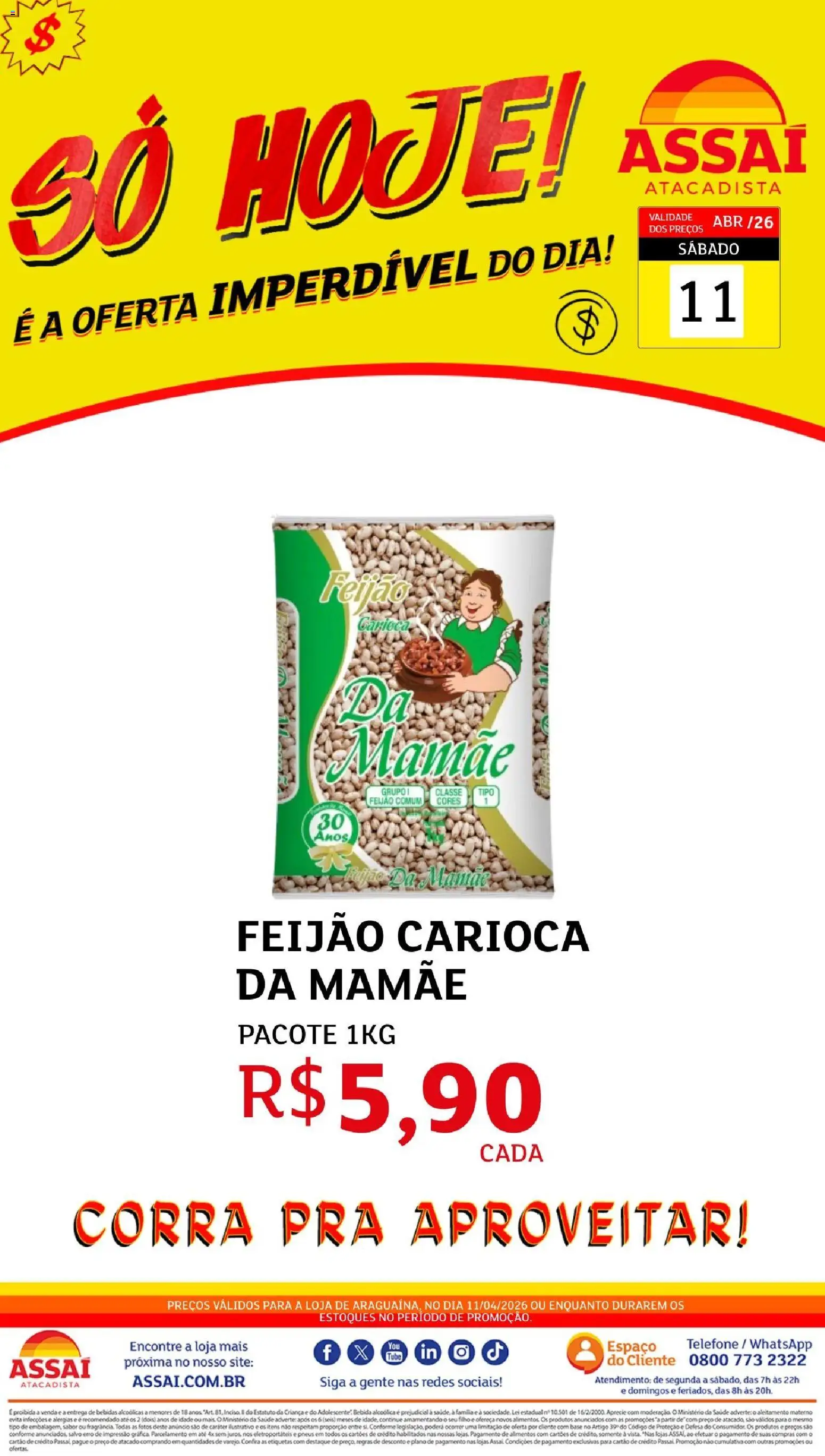 Pré-Visualização do folheto "Assaí Atacadista ofertas - TO" da loja Assaí Atacadista válido a partir de 11/04/2026