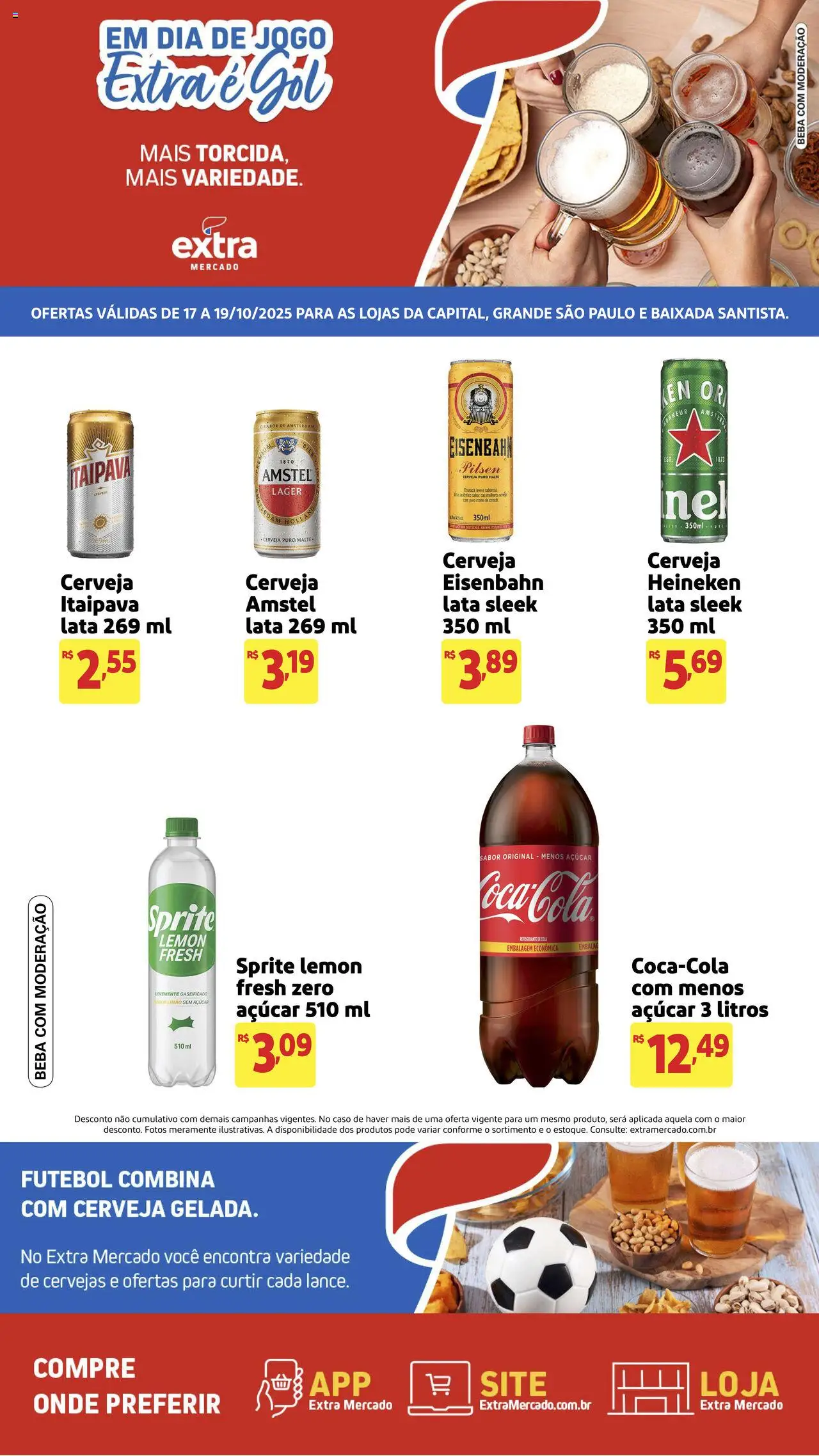 Extra folheto "Ofertas de Mercado Viral Gol" válido a partir de 17/10/2025 - número de página 1 - Heineken, Cerveja, Açúcar, Refrigerante, Eisenbahn