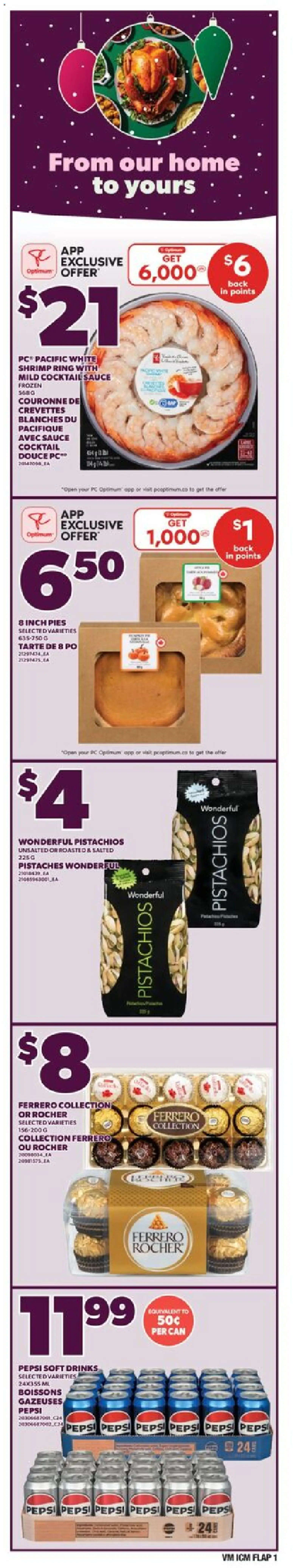 Preview of leaflet Weekly Flyer from shop Valu Mart is valid from Dec 11, 2025 - PC, Cocktail, Drinks, Shrimp, Pistachios, Ferrero Rocher, Pepsi