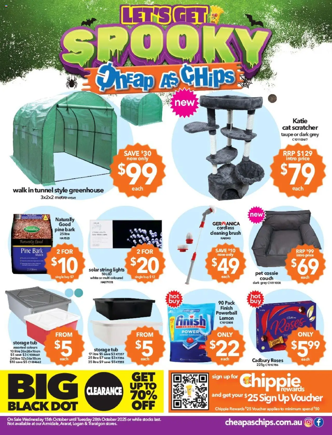 Cheap as Chips catalogue valid from 15/10/2025 - page 1 - Couch, Brush, Cat scratcher, Chips, Greenhouse, Lemon, Pine bark
