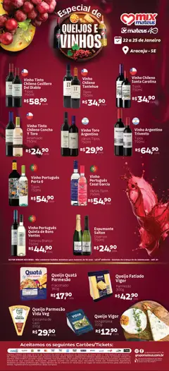 Pré-Visualização do folheto "Ofertas Queijo e Vinhos" da loja Mateus válido a partir de 22/01/2026