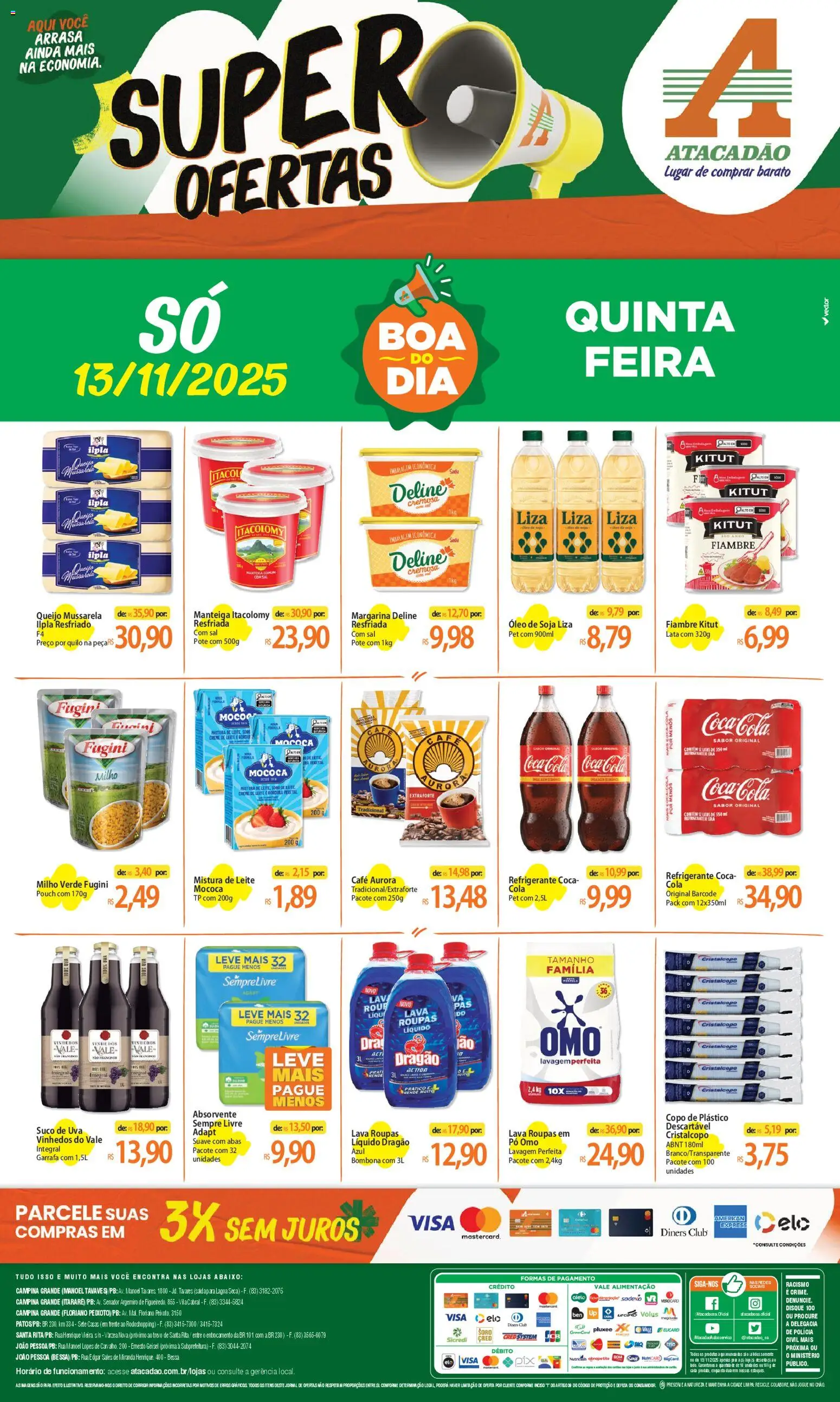 Pré-Visualização do folheto "Ofertas - PB" da loja Atacadão válido a partir de 13/11/2025
