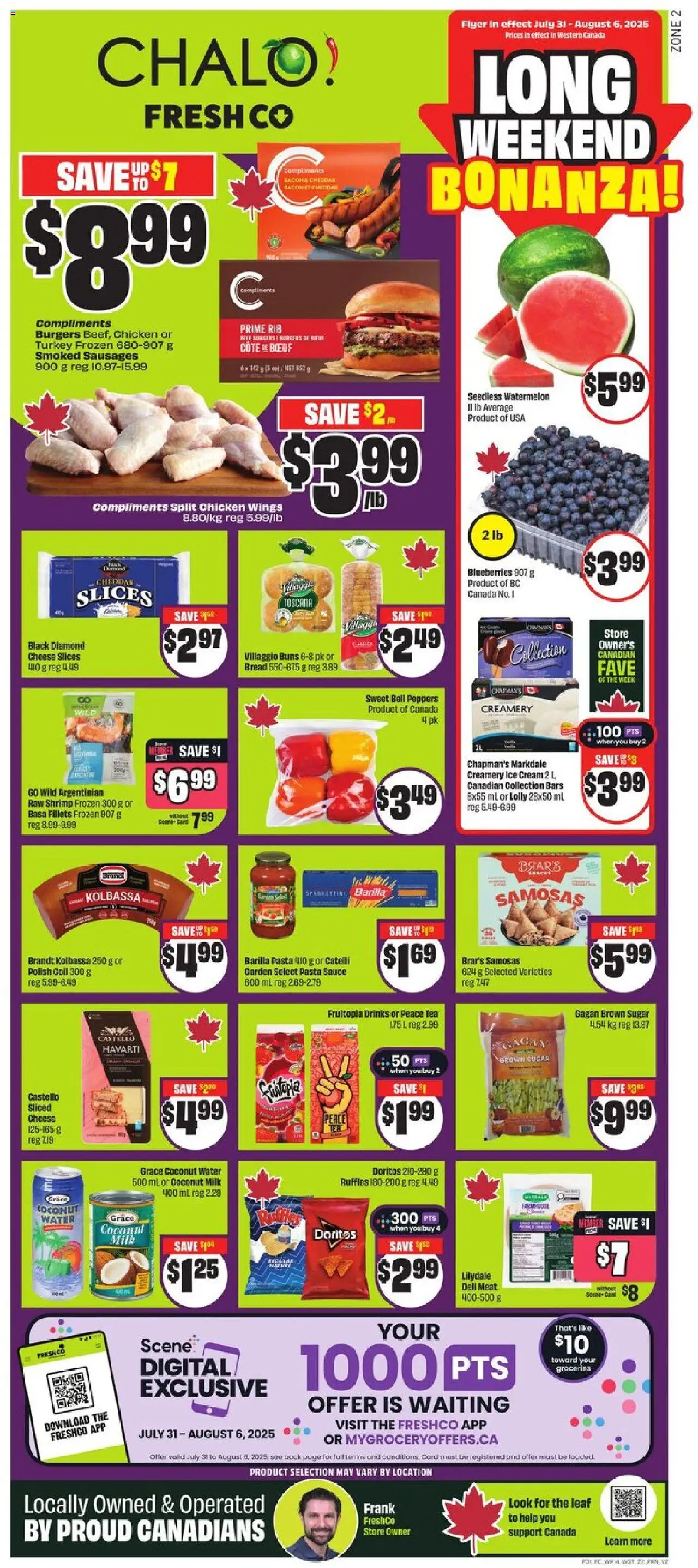 FreshCo flyer valid from Jul 31, 2025 - page number 1