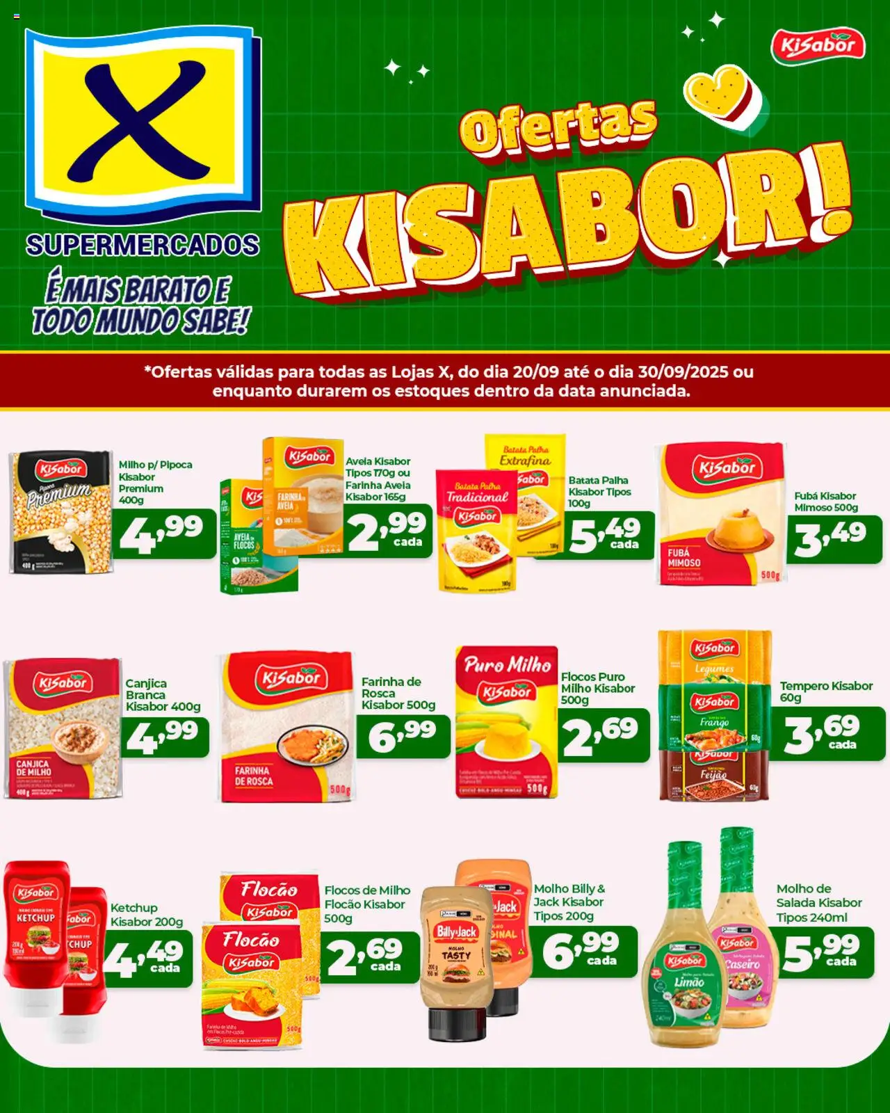 X Supermercados folheto "Ofertas Kisabor" válido a partir de 20/09/2025 - número de página 1