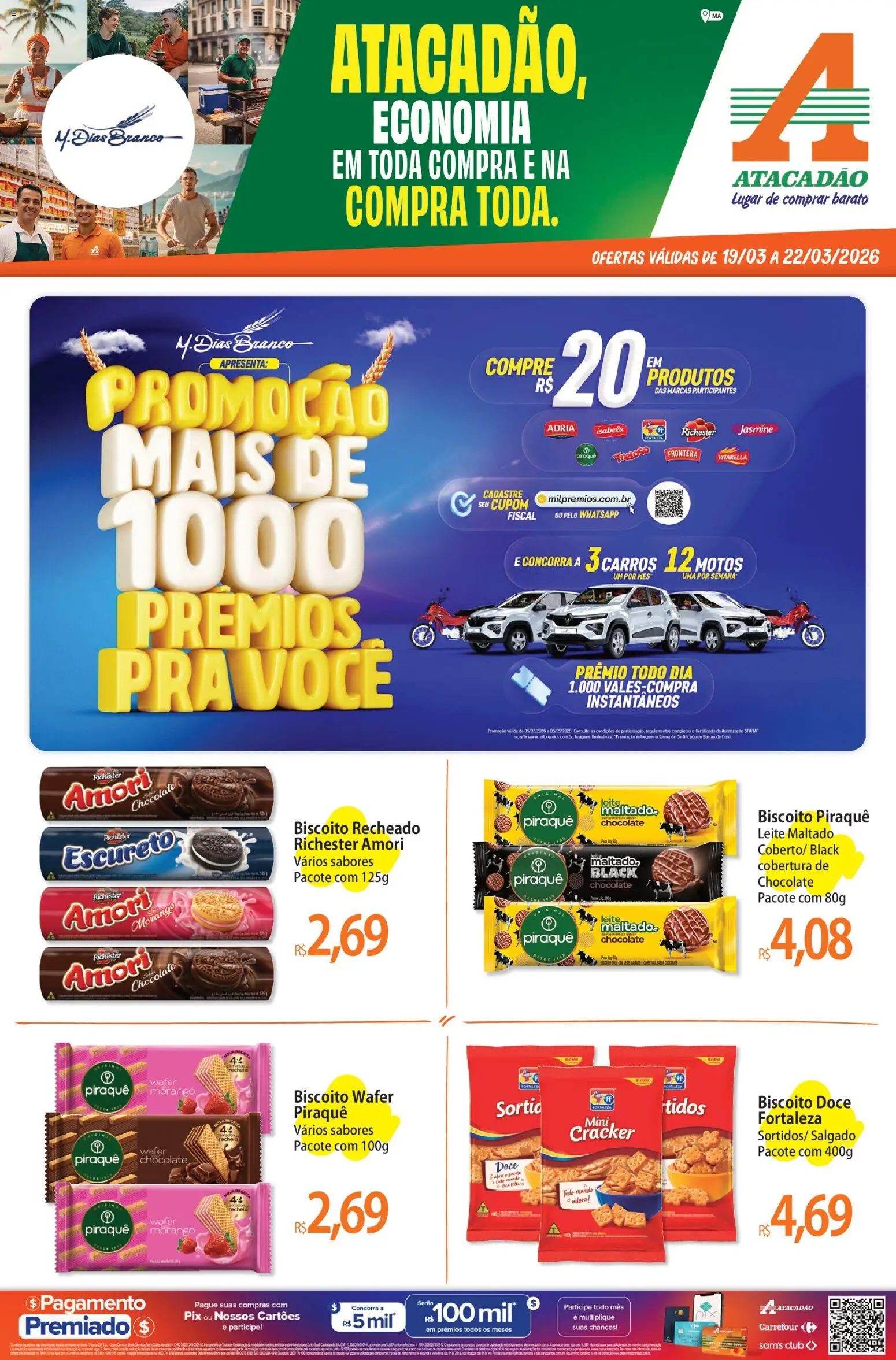 Pré-Visualização do folheto "Atacadão ofertas - CE" da loja Atacadão válido a partir de 19/03/2026 - Chocolate, Morangos, Biscoito, Leite, Doce, Biscoito recheado