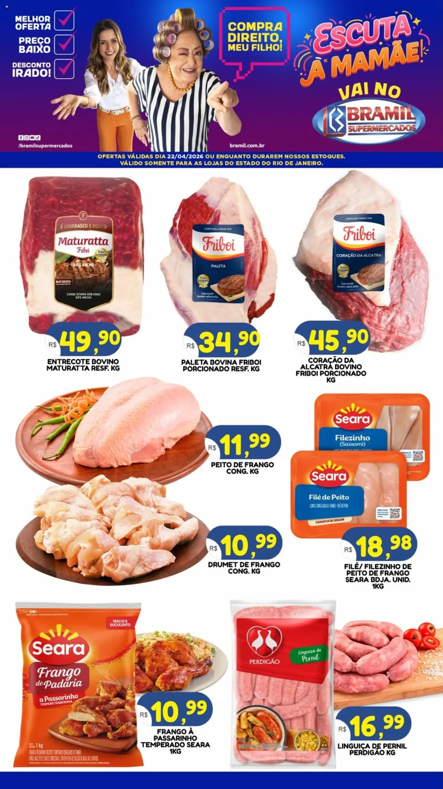 Pré-Visualização do folheto "Bramil Supermercados ofertas do Dia" da loja Bramil Supermercados válido a partir de 22/04/2026