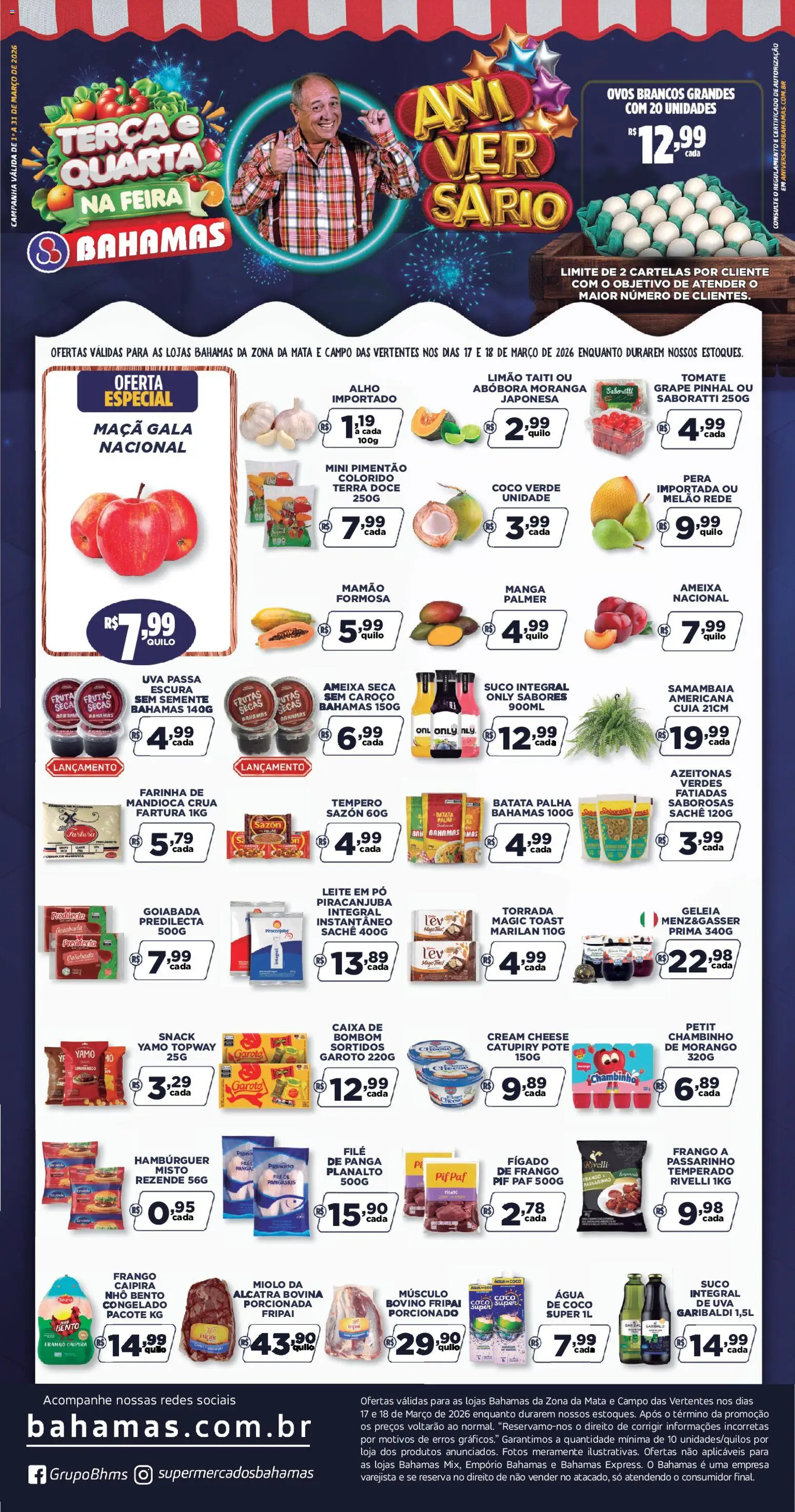 Pré-Visualização do folheto "Bahamas Supermercados ofertas Terça e Quarta na Feira" da loja Bahamas Supermercados válido a partir de 17/03/2026