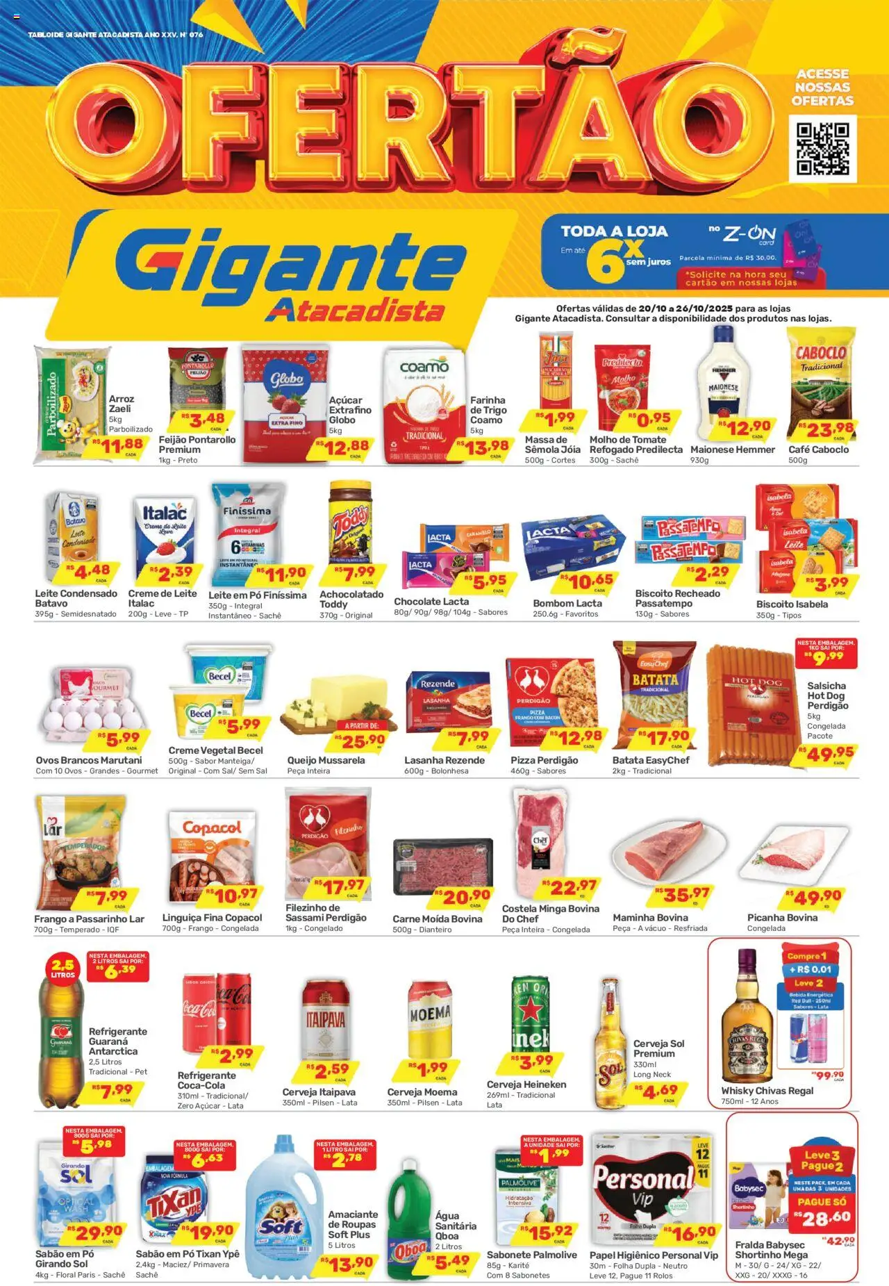 Gigante Atacadista folheto "Ofertas da semana" válido a partir de 20/10/2025 - número de página 1 - Café, Batata, Mussarela, Refrigerante, Bacon, Linguiça, Sabão, Creme vegetal