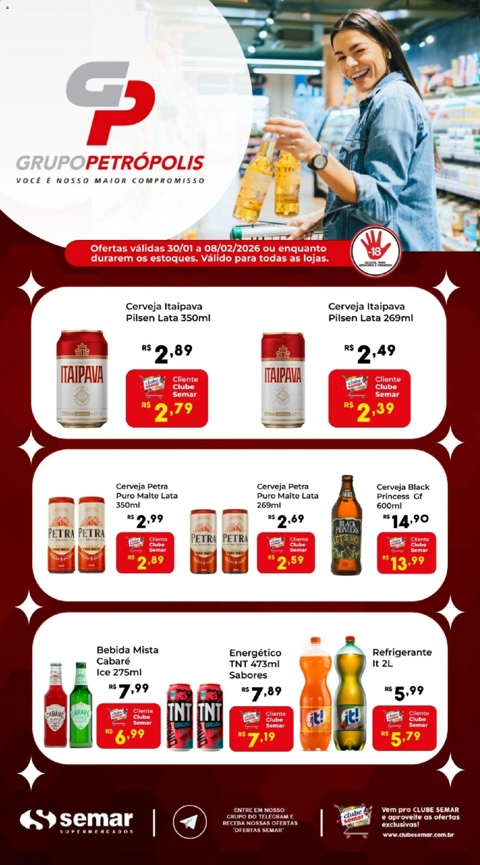 Pré-Visualização do folheto "Ofertas Grupo Petrópolis" da loja Semar Supermercado válido a partir de 30/01/2026