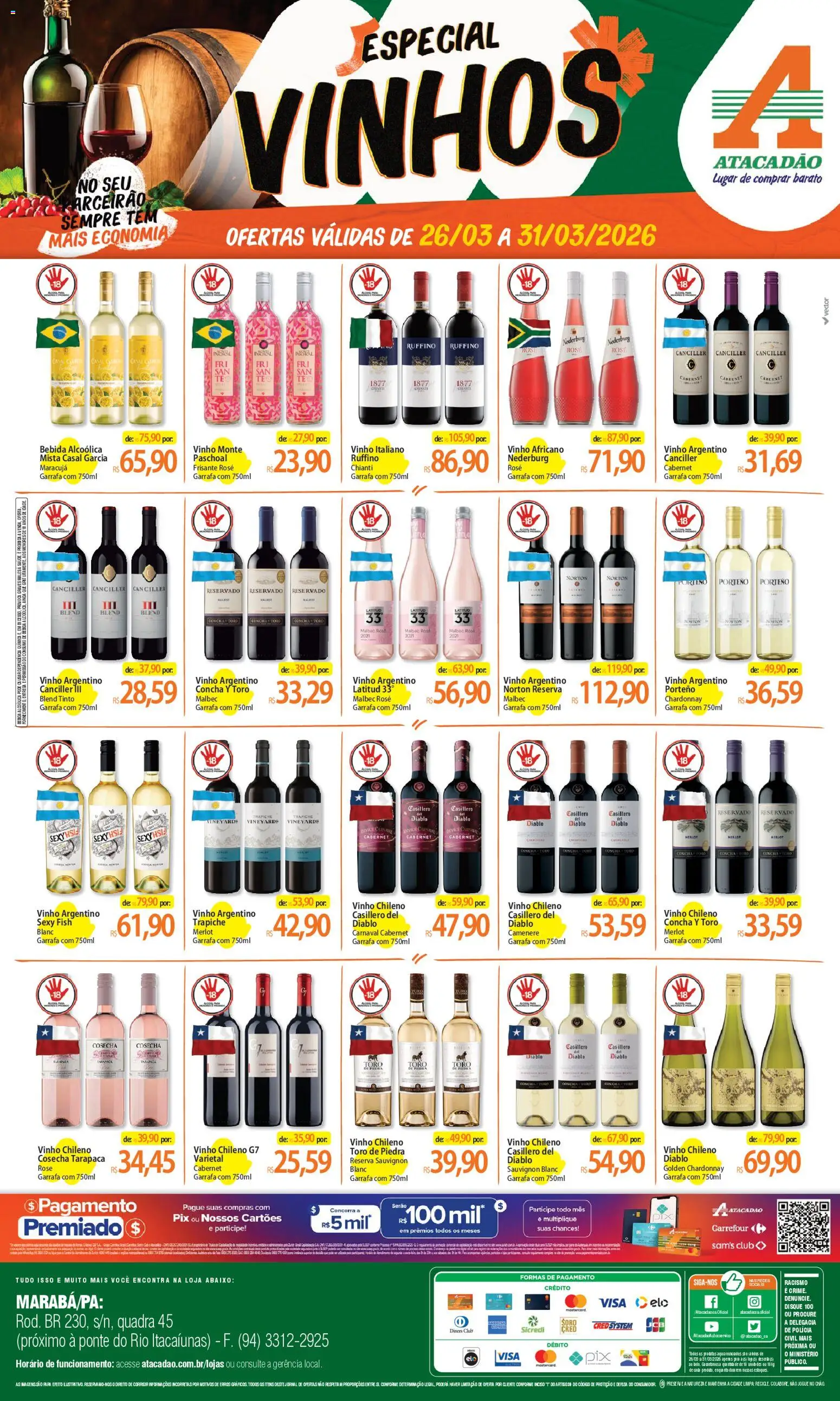 Pré-Visualização do folheto "Atacadão ofertas - PA" da loja Atacadão válido a partir de 26/03/2026 - Pá, Vinho, Bebida, Maracujá, Chá