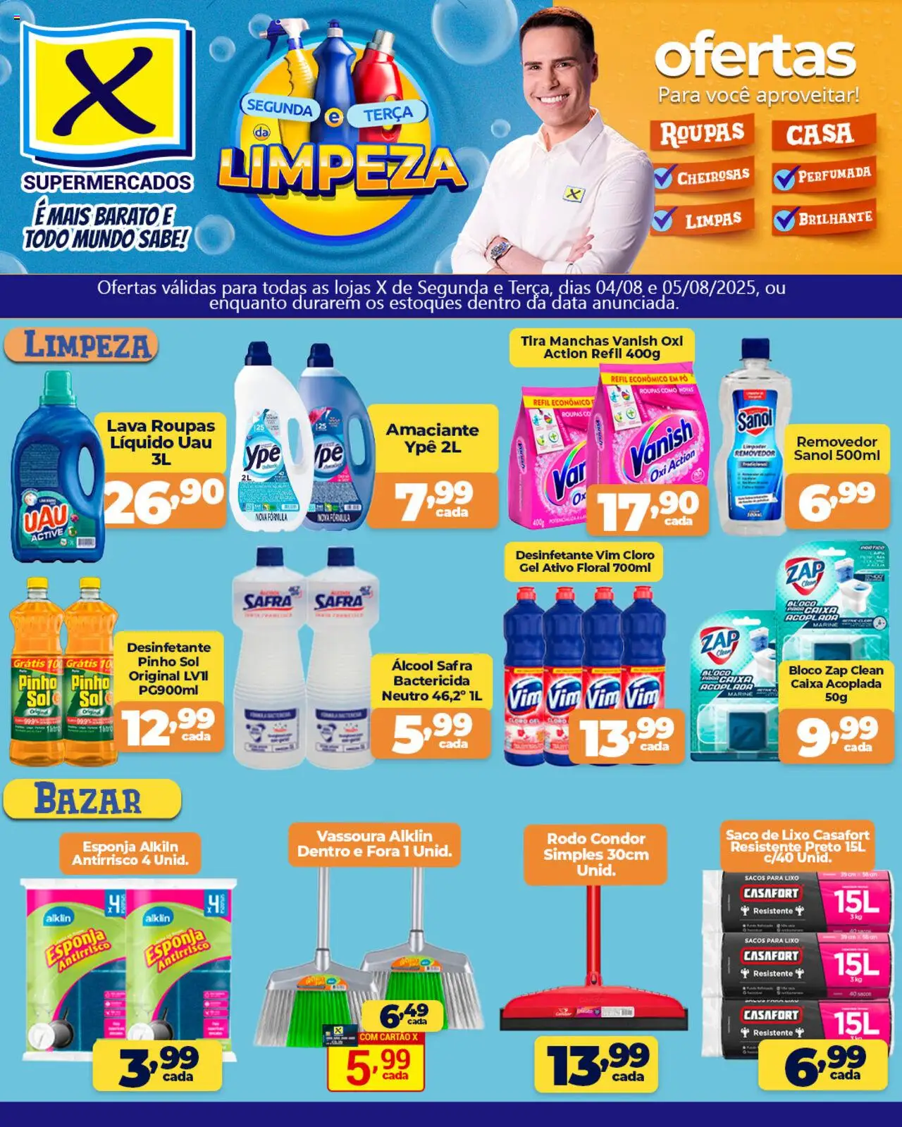X Supermercados folheto "Ofertas Segunda e Terça da Limpeza" válido a partir de 04/08/2025 - número de página 1