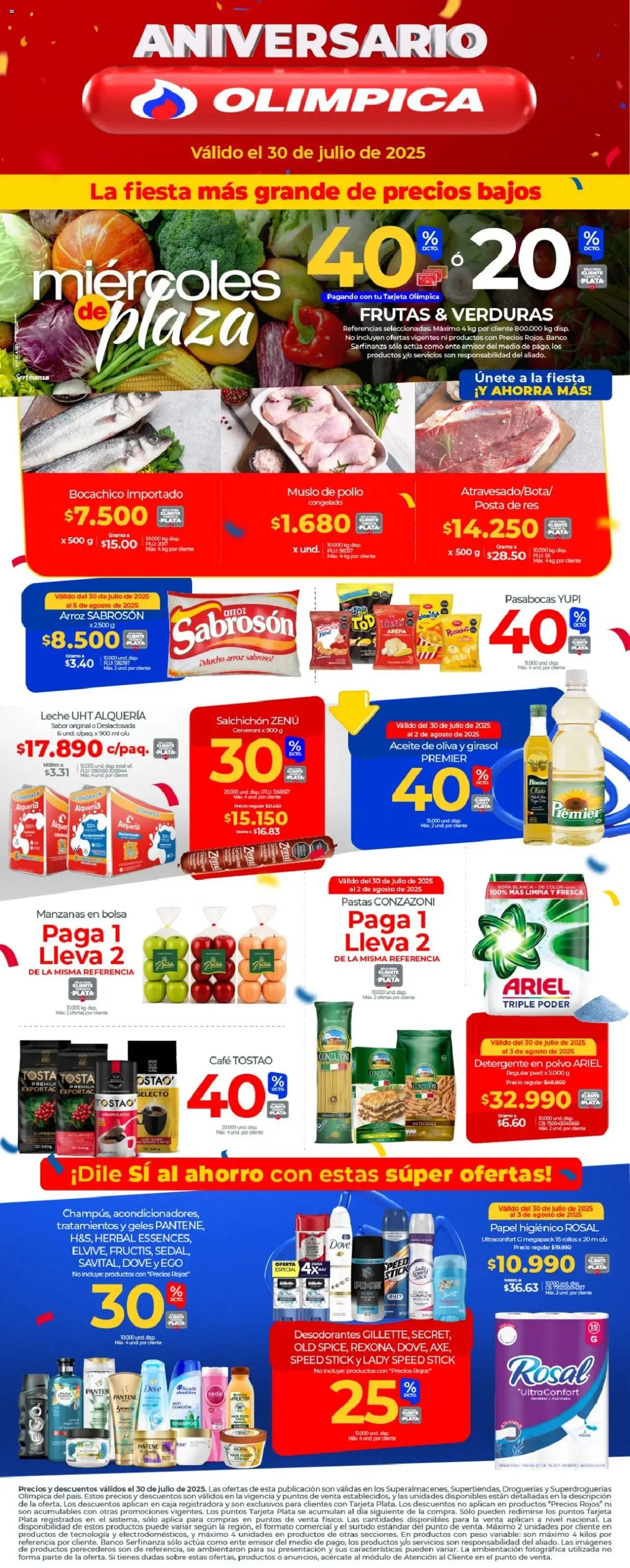 Olímpica Catálogo: 30/07/2025 - 30/07/2025 > Últimas Ofertas pagina numero 1 - Arroz, Detergente en polvo, Tableta, Bolsa, Leche UHT, Oliva, Detergente, Aceite