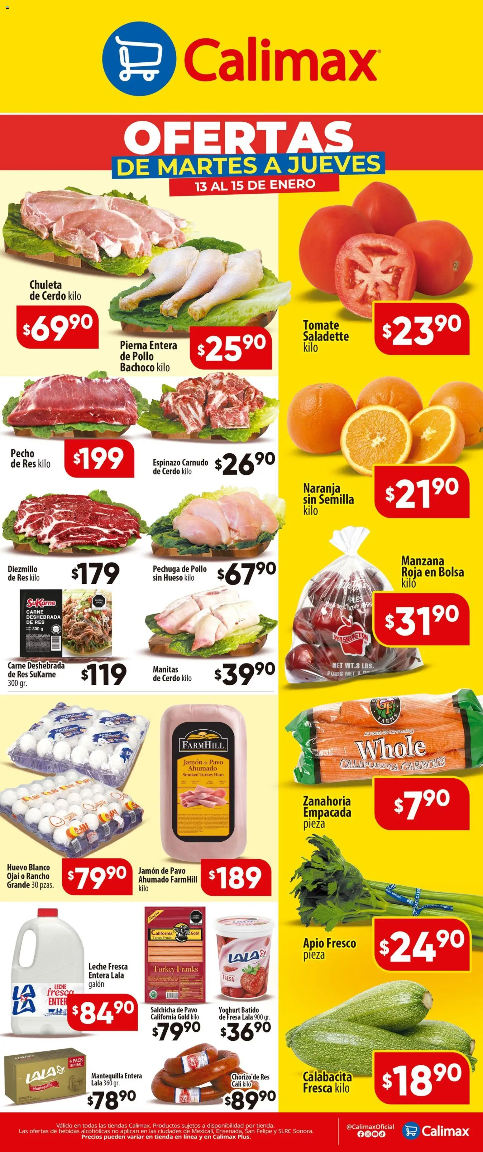 Vista previa las ofertas de la tienda Calimax - Folleto desde el 13/01/2026 - Mantequilla, Carne, Zanahoria, Cerdo, Apio, Chorizo, Chuleta, Calabacita