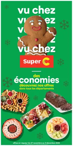 Un aperçu du dépliant Cahier Noël du magasin Super C est valide à partir 27 nov. 2025