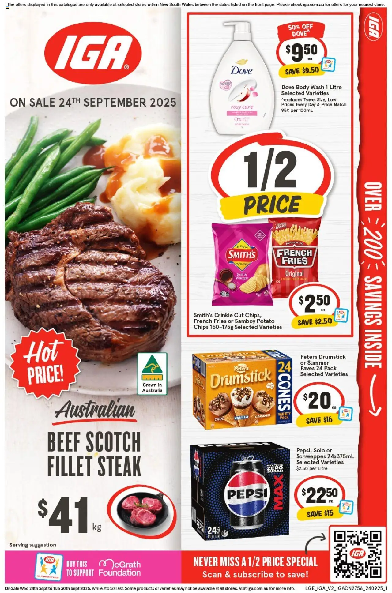 IGA catalogue valid from 24/09/2025 - page 1 - Fries, Pepsi, Chips, Scotch, French fries, Foundation, Fillet, Vanilla