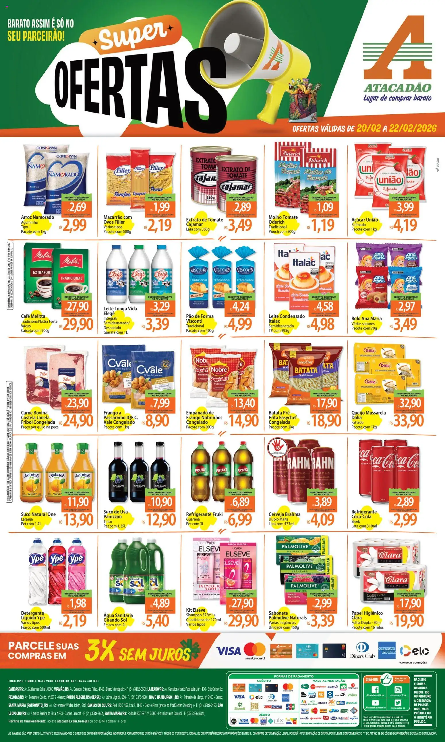 Pré-Visualização do folheto "Ofertas - RS" da loja Atacadão válido a partir de 20/02/2026