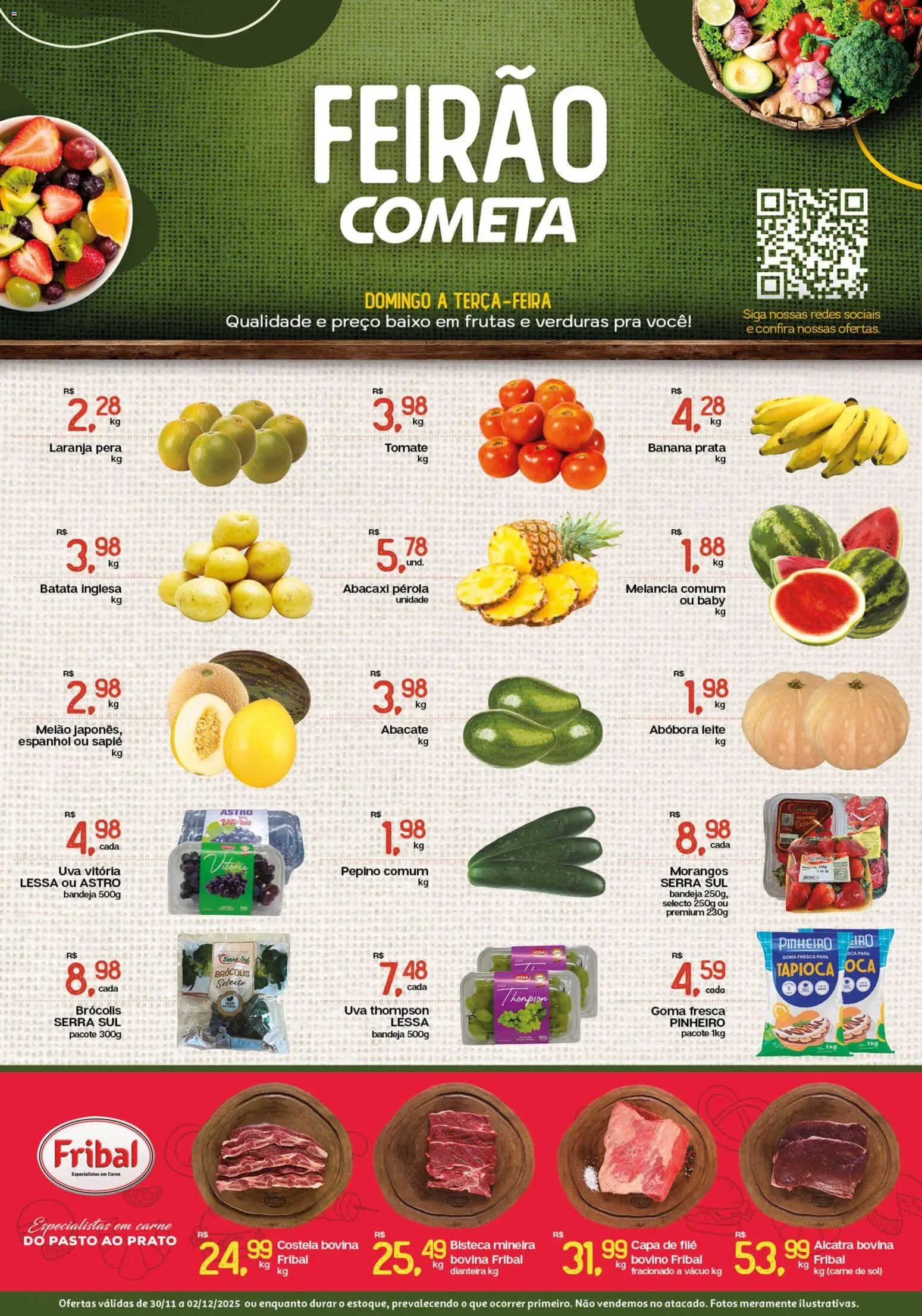 Pré-Visualização do folheto "Ofertas Feirão" da loja Cometa Supermercados válido a partir de 30/11/2025