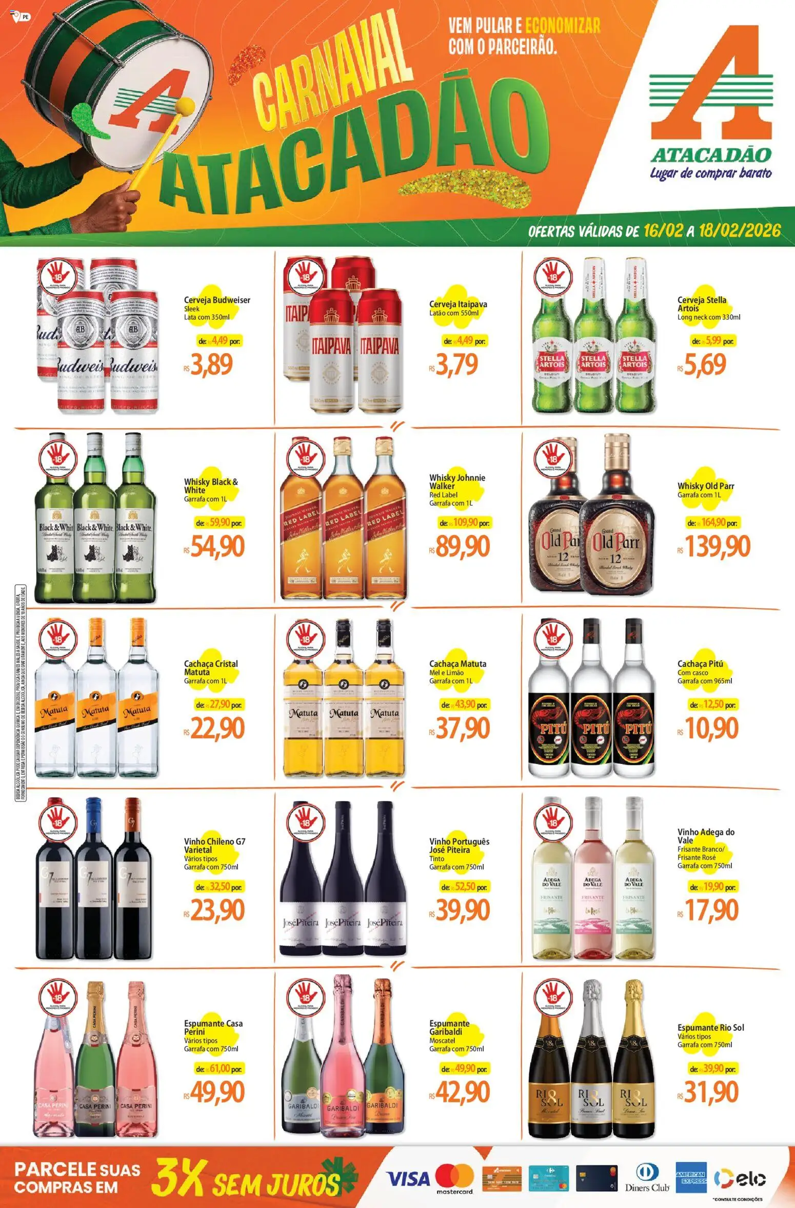 Pré-Visualização do folheto "Ofertas - PE" da loja Atacadão válido a partir de 16/02/2026