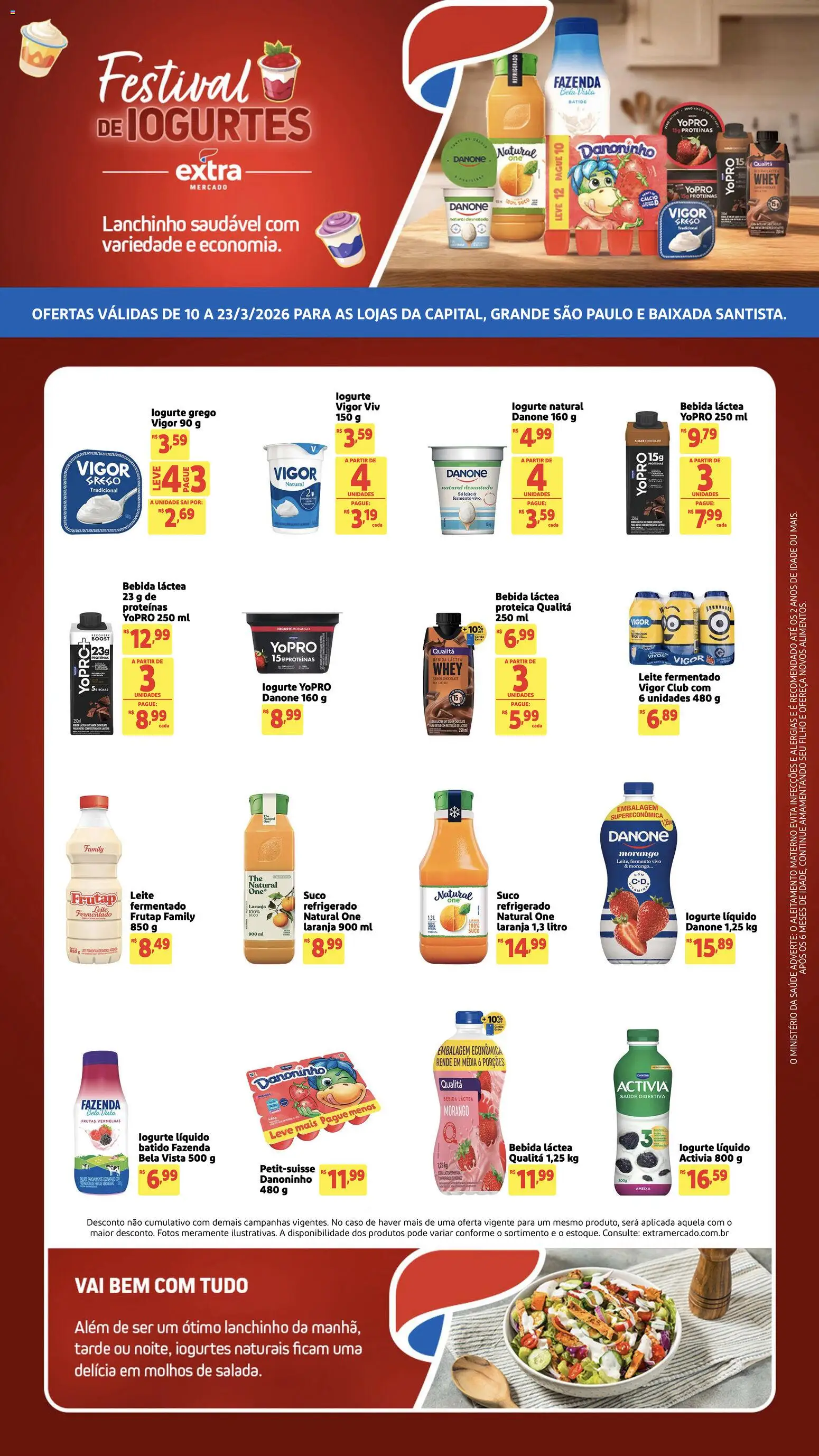 Pré-Visualização do folheto "Extra ofertas de Mercado Festival de Iogurtes" da loja Extra válido a partir de 10/03/2026