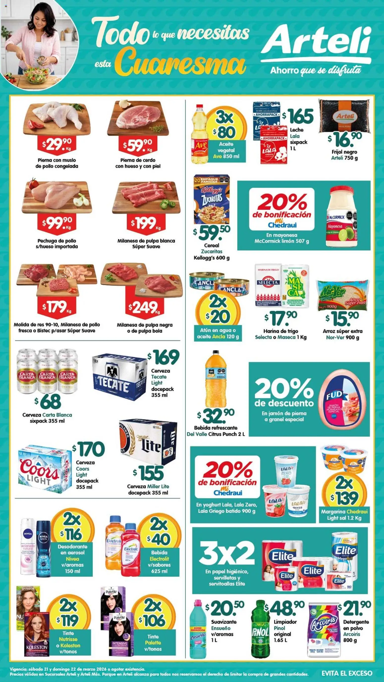 Vista previa las ofertas de la tienda Arteli - Arteli folleto Valles desde el 21/03/2026 - Pollo, Leche, Desodorante, Arroz, Cerdo, Detergente, Milanesa, Margarina