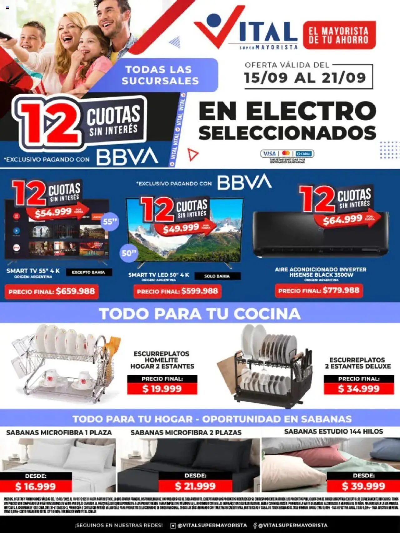 Vital Especial de nonfood del 15/09/2025 >> Catálogo - Aire acondicionado, Cocina, Té, Sabanas, Estantes
