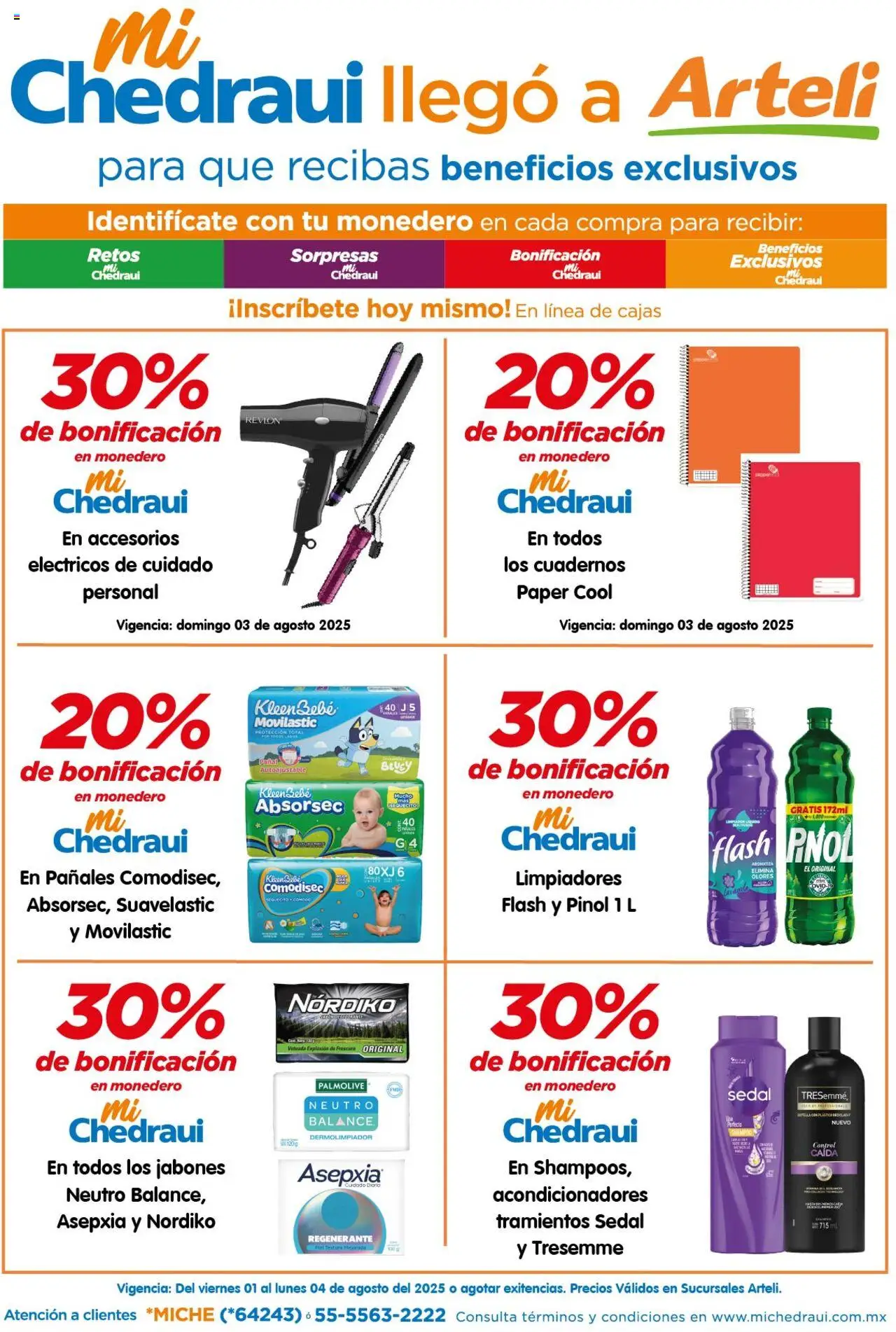 Folleto MiChedraui Arteli y sus promociones válidas desde el 01/08/2025 - Número de página 1