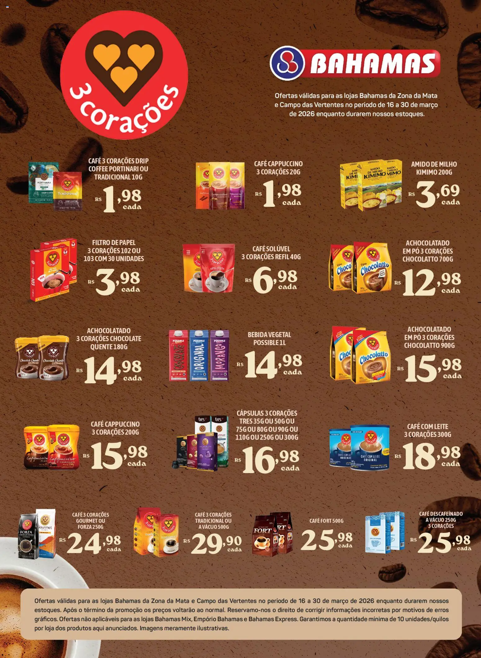 Pré-Visualização do folheto "Bahamas Supermercados ofertas Três Corações" da loja Bahamas Supermercados válido a partir de 16/03/2026