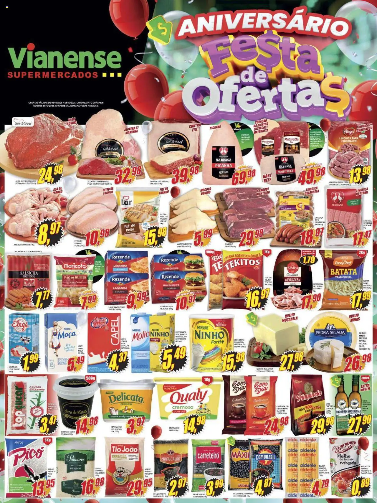 Vianense folheto "Encarte" válido a partir de 03/10/2025 - número de página 1 - Hambúrguer, Lasanha, Queijo, Carne, Tomate, Creme, Pernil, Acém