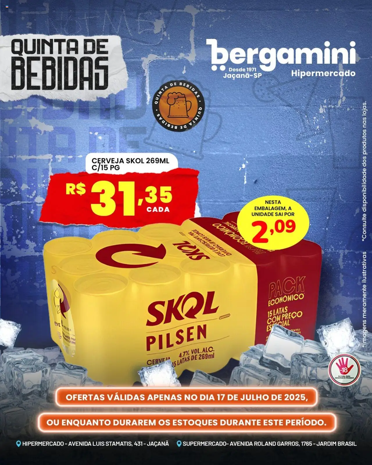 Supermercado Bergamini folheto "Ofertas Quinta Bebidas" válido a partir de 17/07/2025 - número de página 1