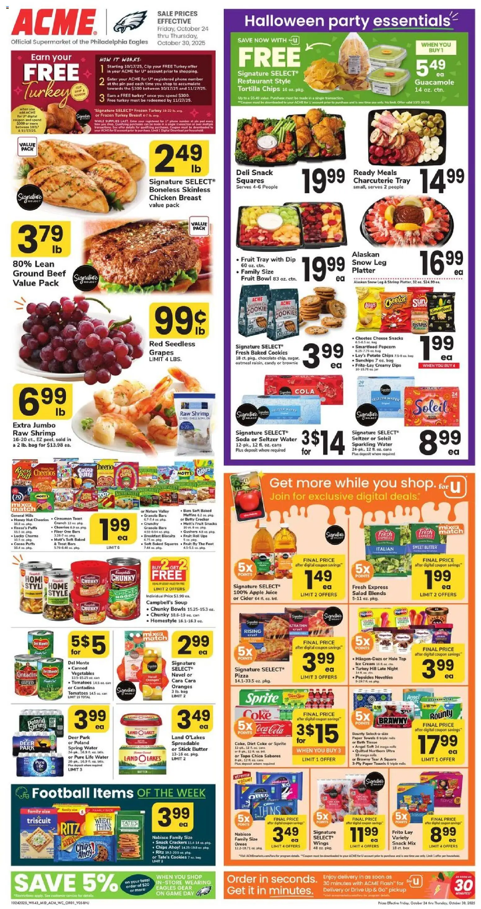 Acme Weekly Ad - NJ from 10/24/2025 - Circular, Flyer - Page number 1 - Cocoa, Beef, Bag, Bath, Muffins, Apple juice, Paper towels, Chicken