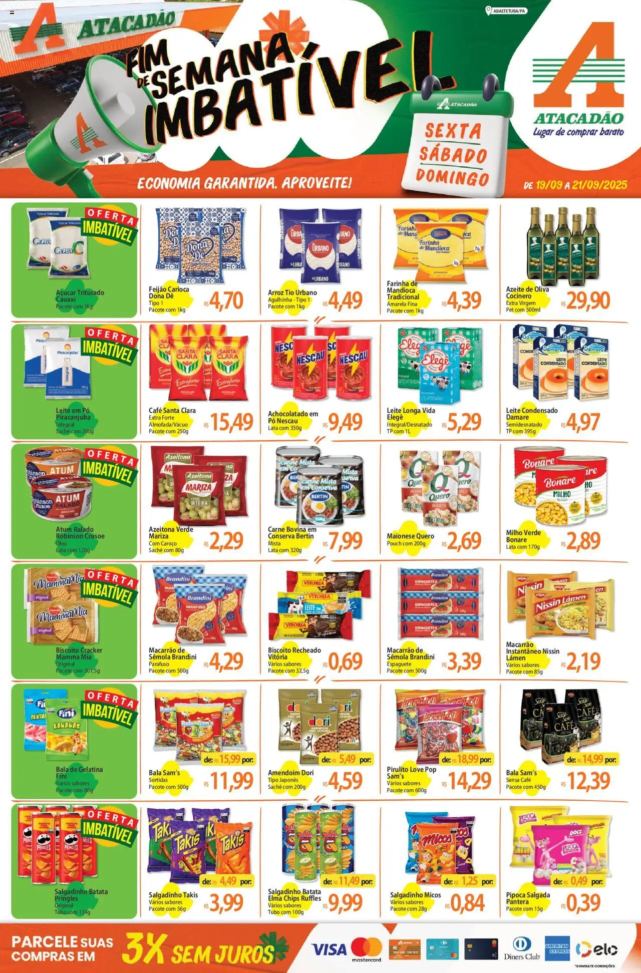 Atacadão folheto "Ofertas - PA" válido a partir de 19/09/2025 - número de página 1 - Café, Macarrão, Arroz, Biscoito, Batata, Milho, Azeite de oliva, Carne bovina