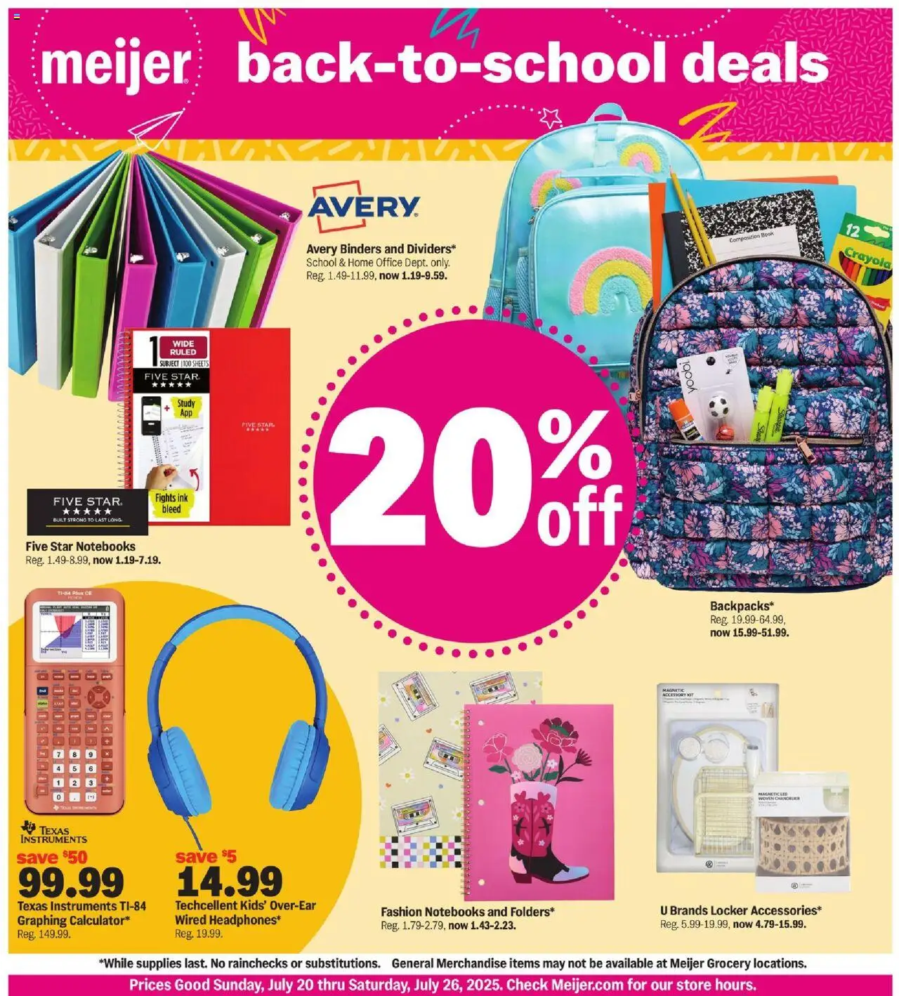 MEIJER AD from 07/13/2025 - Back-to-School for Less - PREVIEW - Page number 1 - Notebooks, Ink