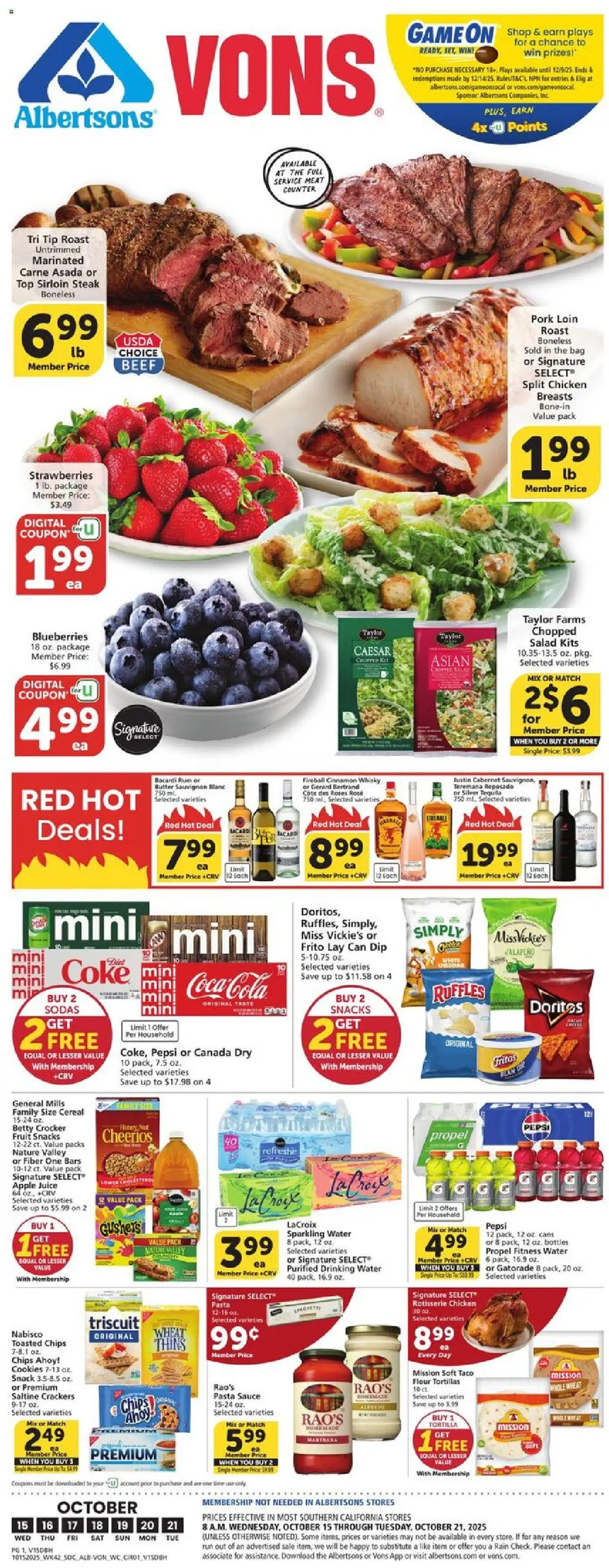 Vons Weekly Ad from 10/15/2025 - Flyer - Page number 1