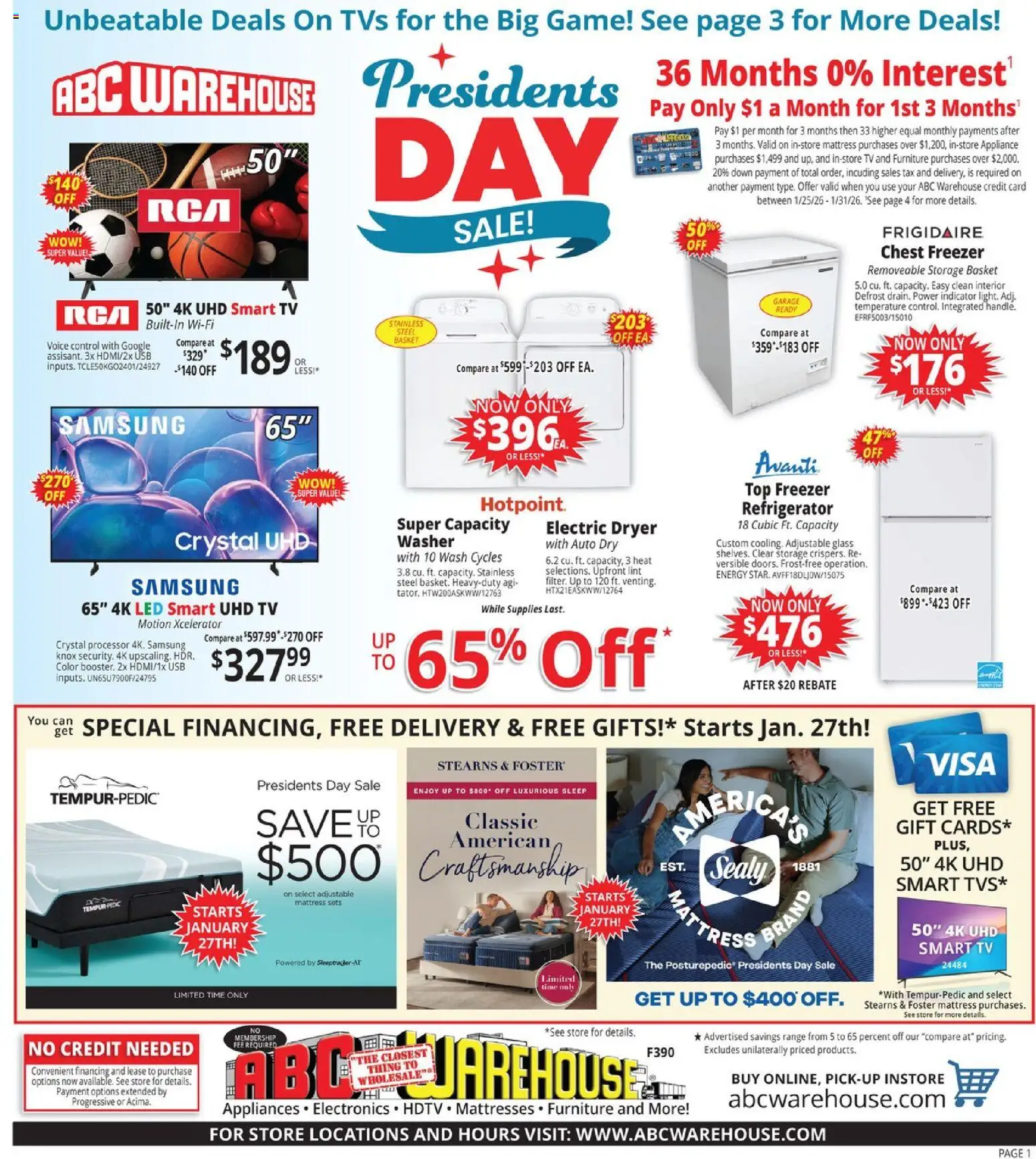 Ad Preview of ABC Warehouse Weekly Ad from 01/25/2026