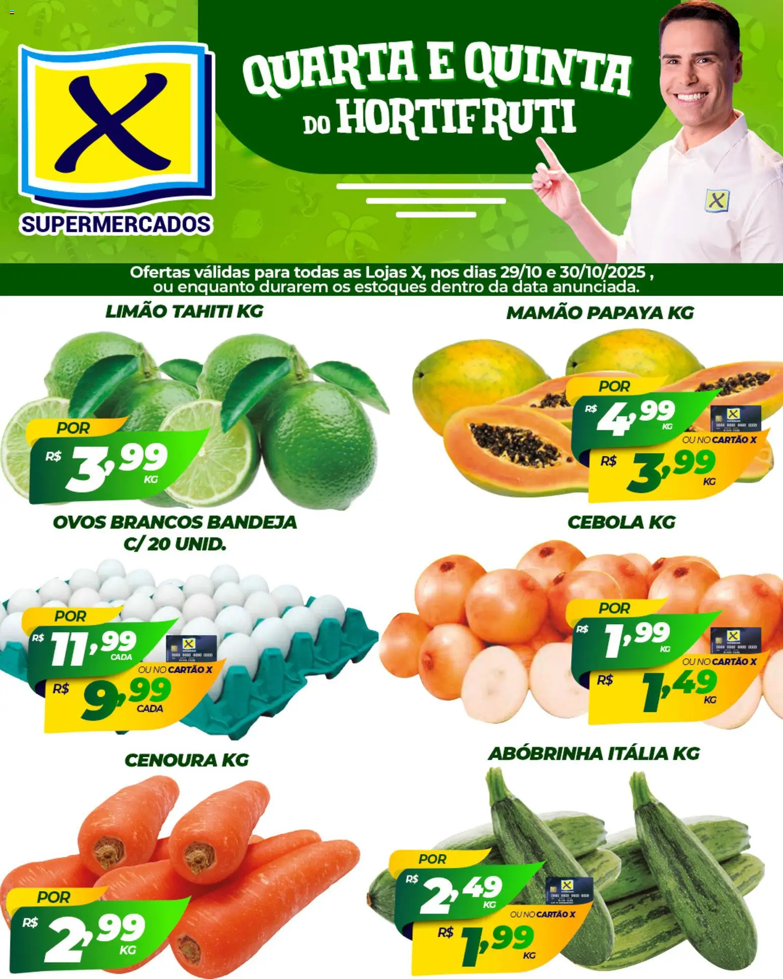 Pré-Visualização do folheto "Ofertas Hortifruti" da loja X Supermercados válido a partir de 29/10/2025