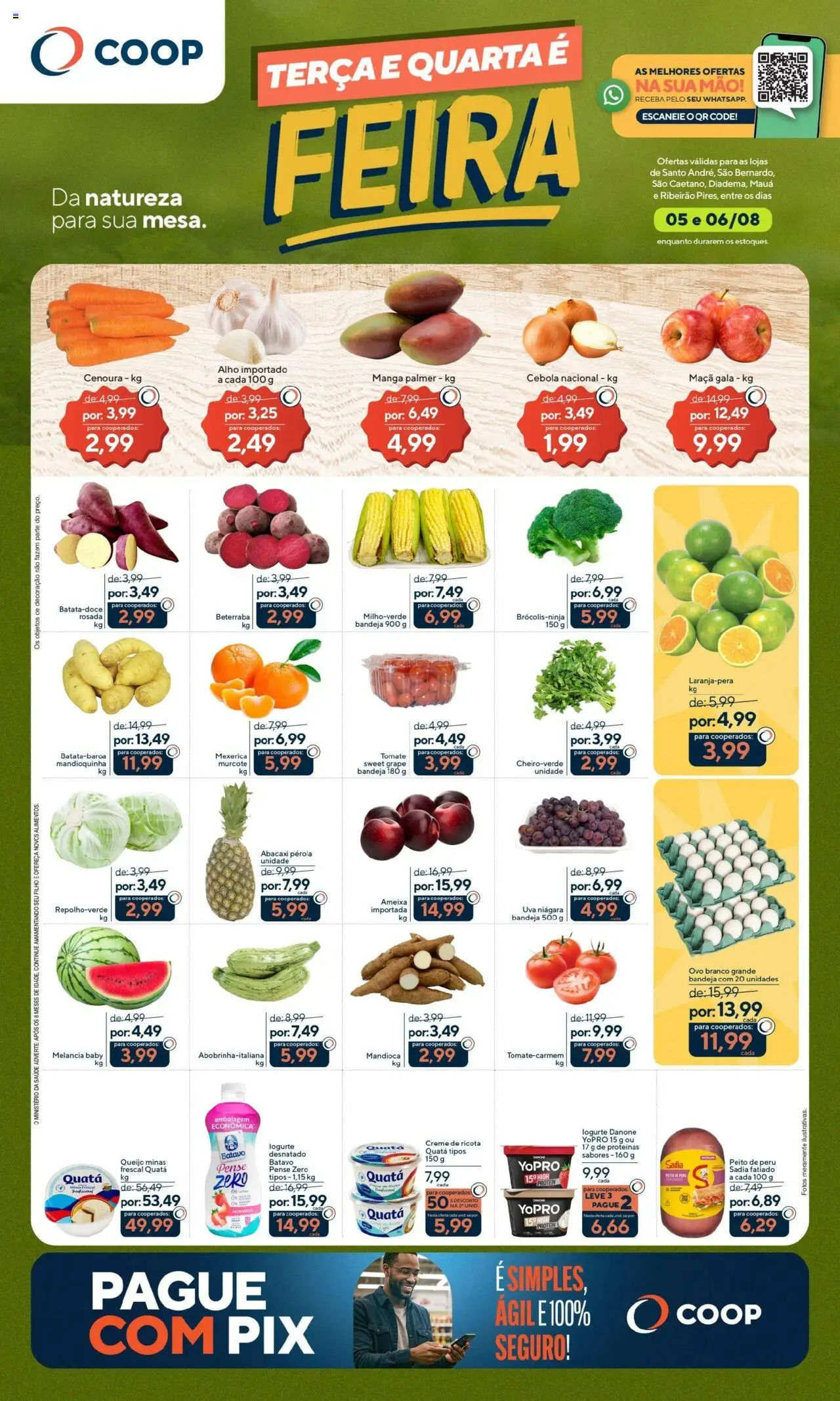 Coop folheto "Ofertas Terça e Quarta da Feira" válido a partir de 05/08/2025 - número de página 1 - Peru, Abacaxi, Ameixa, Beterraba, Creme, Mexerica, Cebola, Peito de peru