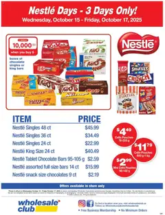 Preview of leaflet Nestlé Days from shop Wholesale Club is valid from Oct 15, 2025