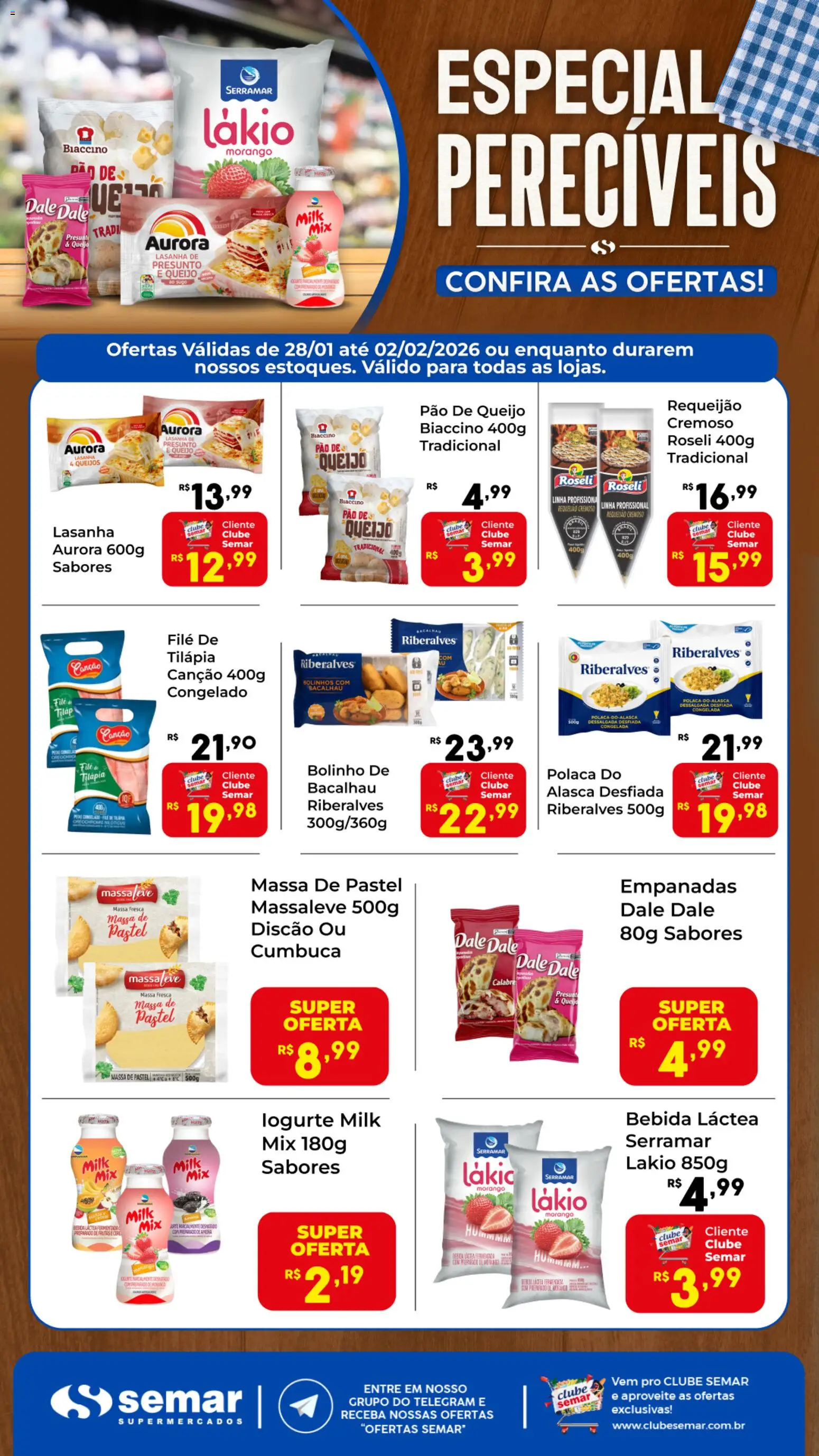 Pré-Visualização do folheto "Ofertas Especial Perecíveis" da loja Semar Supermercado válido a partir de 28/01/2026