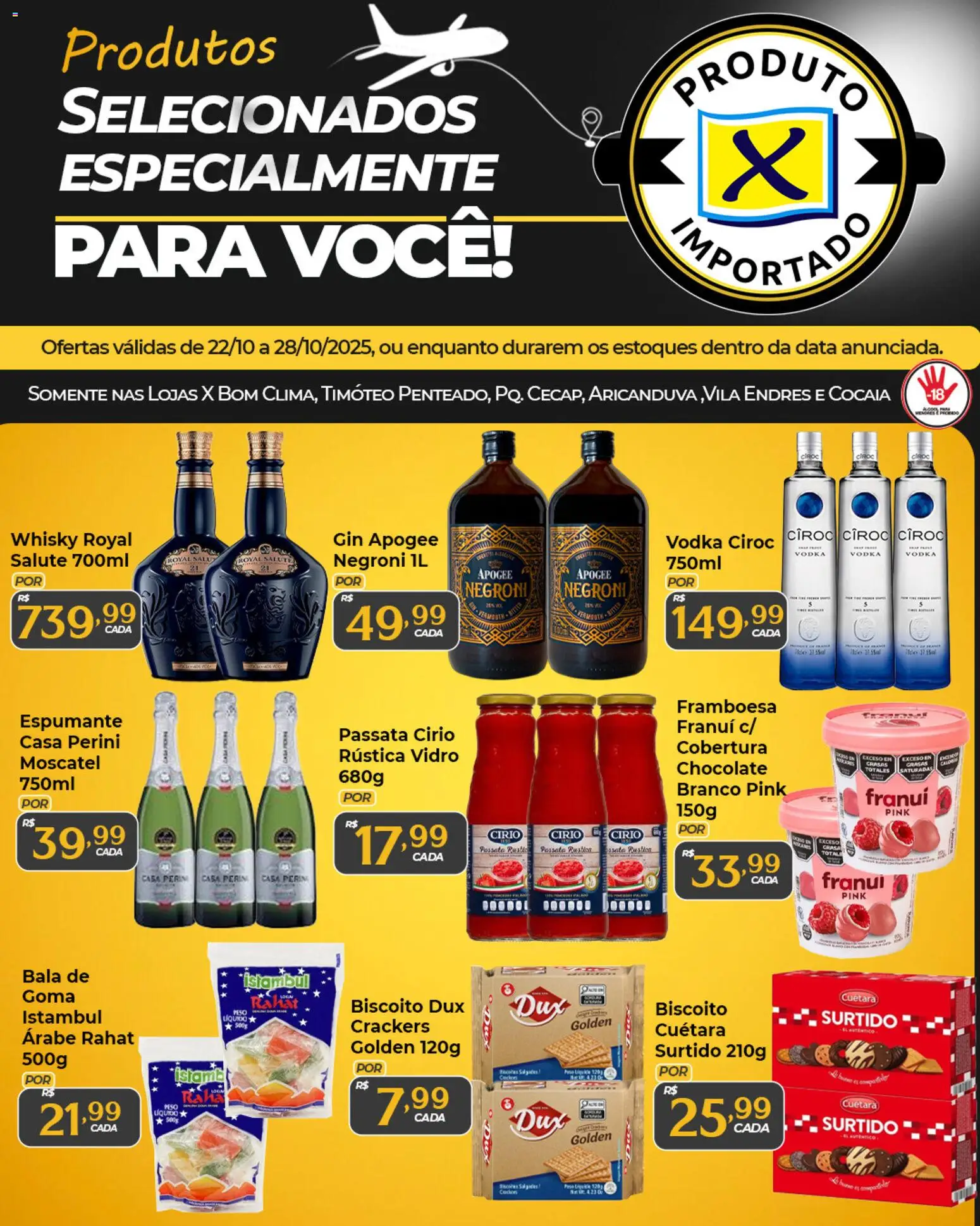 Pré-Visualização do folheto "Ofertas Especiais de Produtos Importados" da loja X Supermercados válido a partir de 22/10/2025