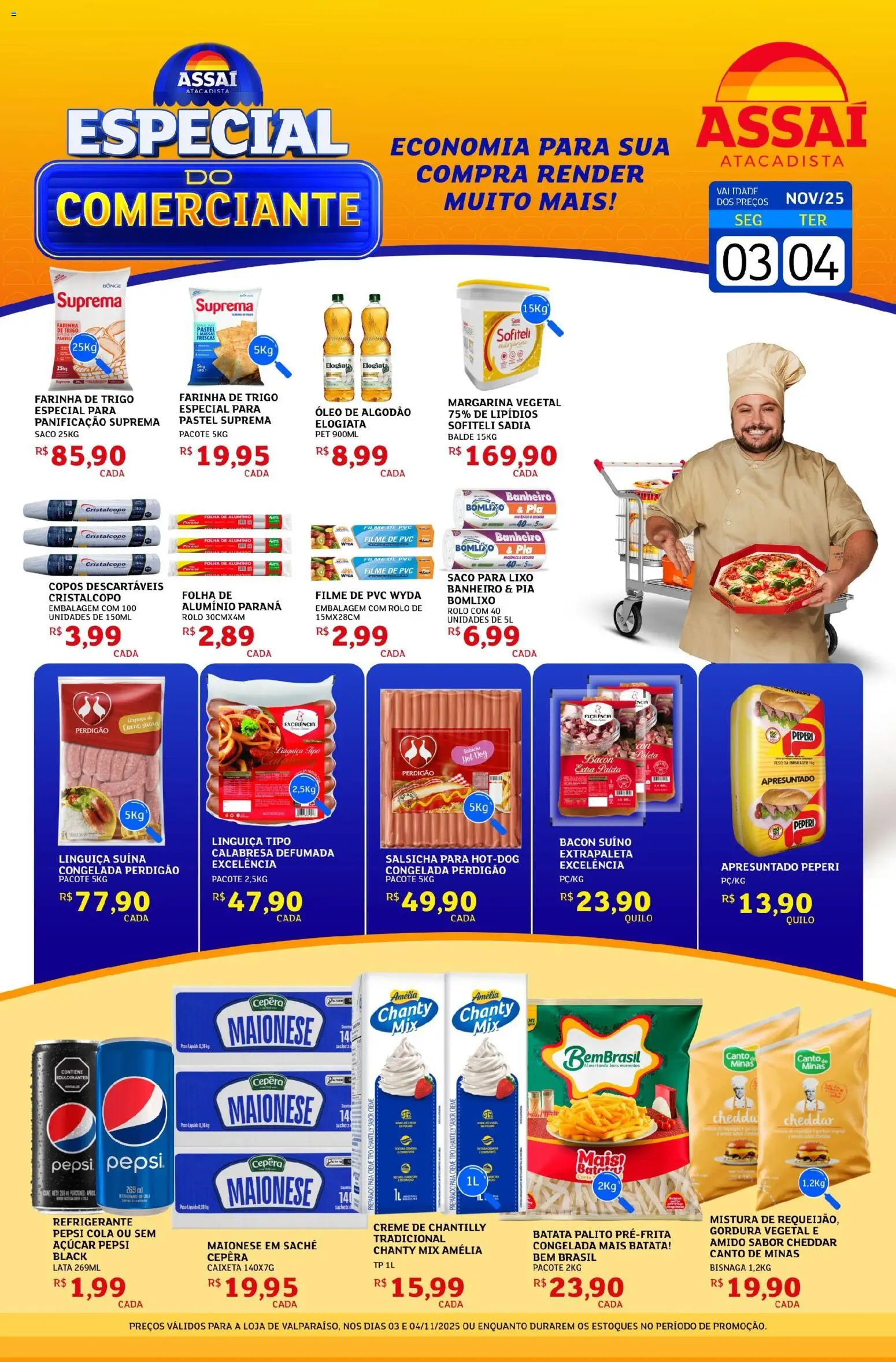 Pré-Visualização do folheto "Encarte - GO" da loja Assaí Atacadista válido a partir de 03/11/2025 - Refrigerante, Creme, Bacon, Copos, Linguiça, Pasta, Margarina, filme de PVC