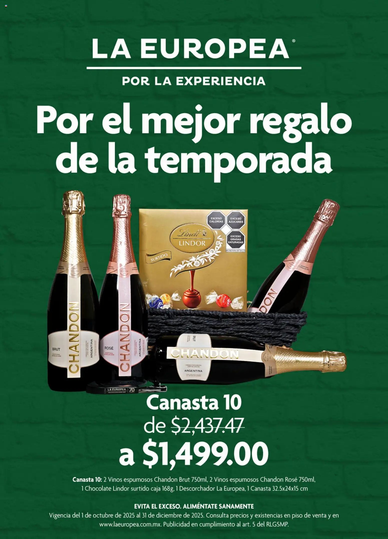 Vista previa las ofertas de la tienda La Europea - Catálogo Por el mejor regalo de la temporada desde el 01/10/2025 - Chocolate, Caja, Canasta, Lindor