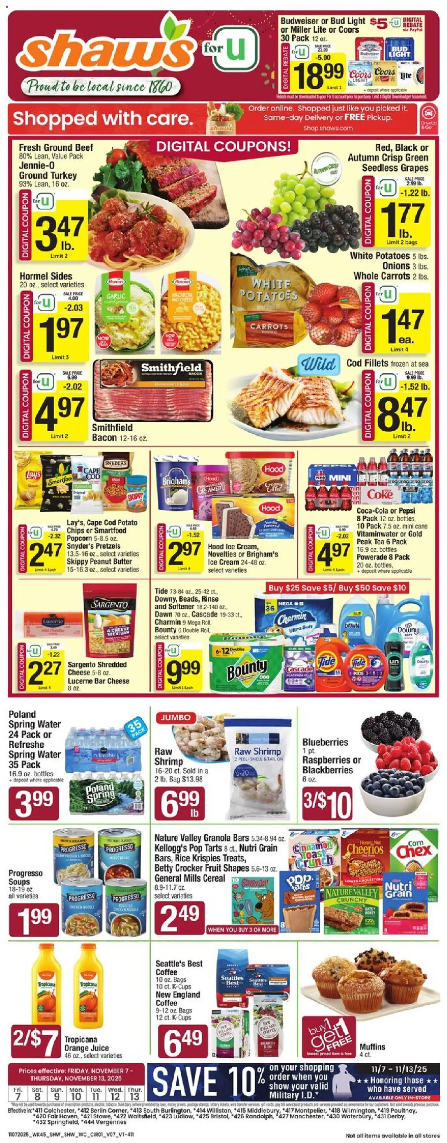 Ad Preview of Shaw's Weekly Ad - VT from 11/07/2025