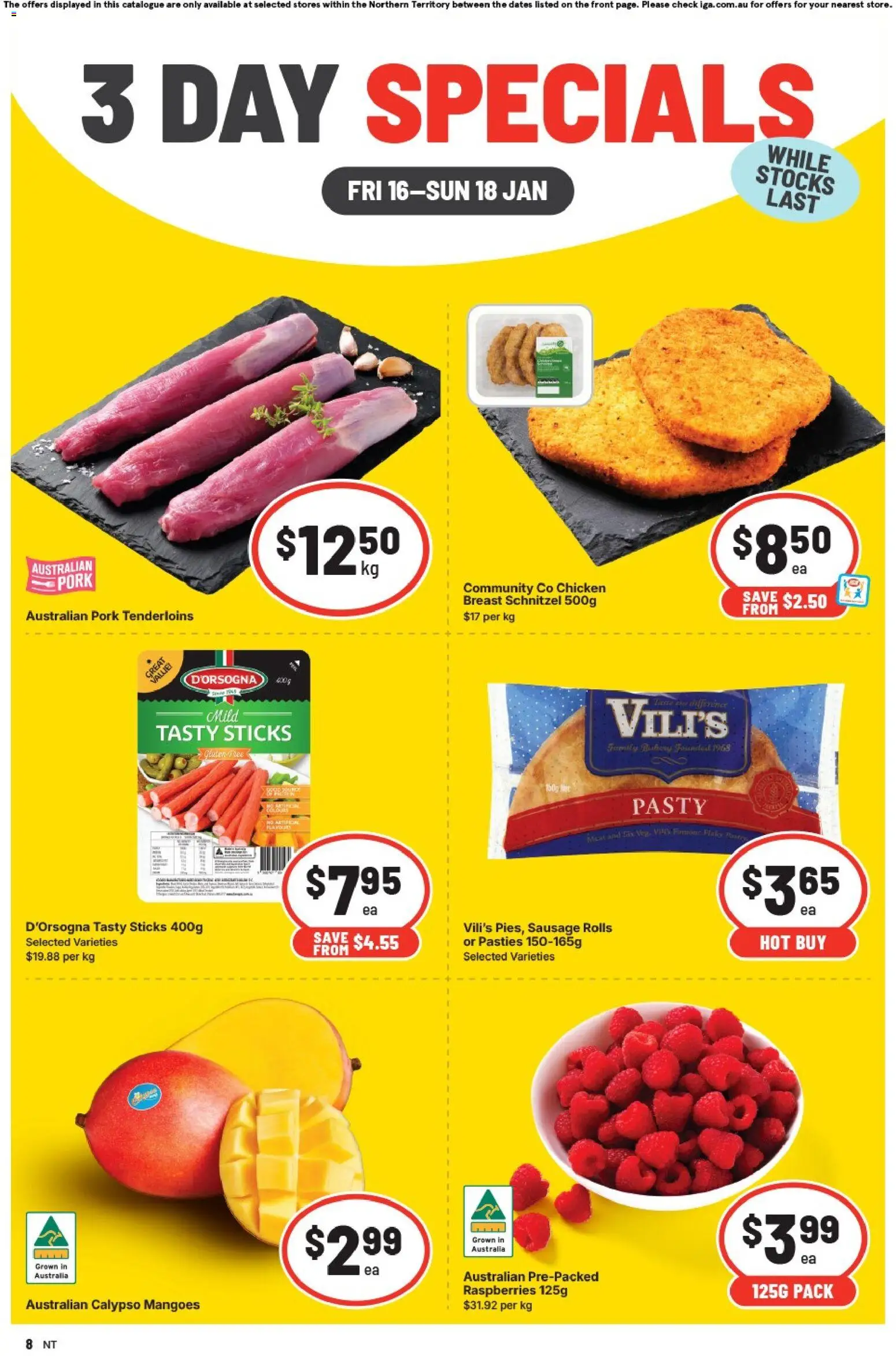 Preview of catalogue 3 Day Specials NT from shop IGA valid 16/01/2026